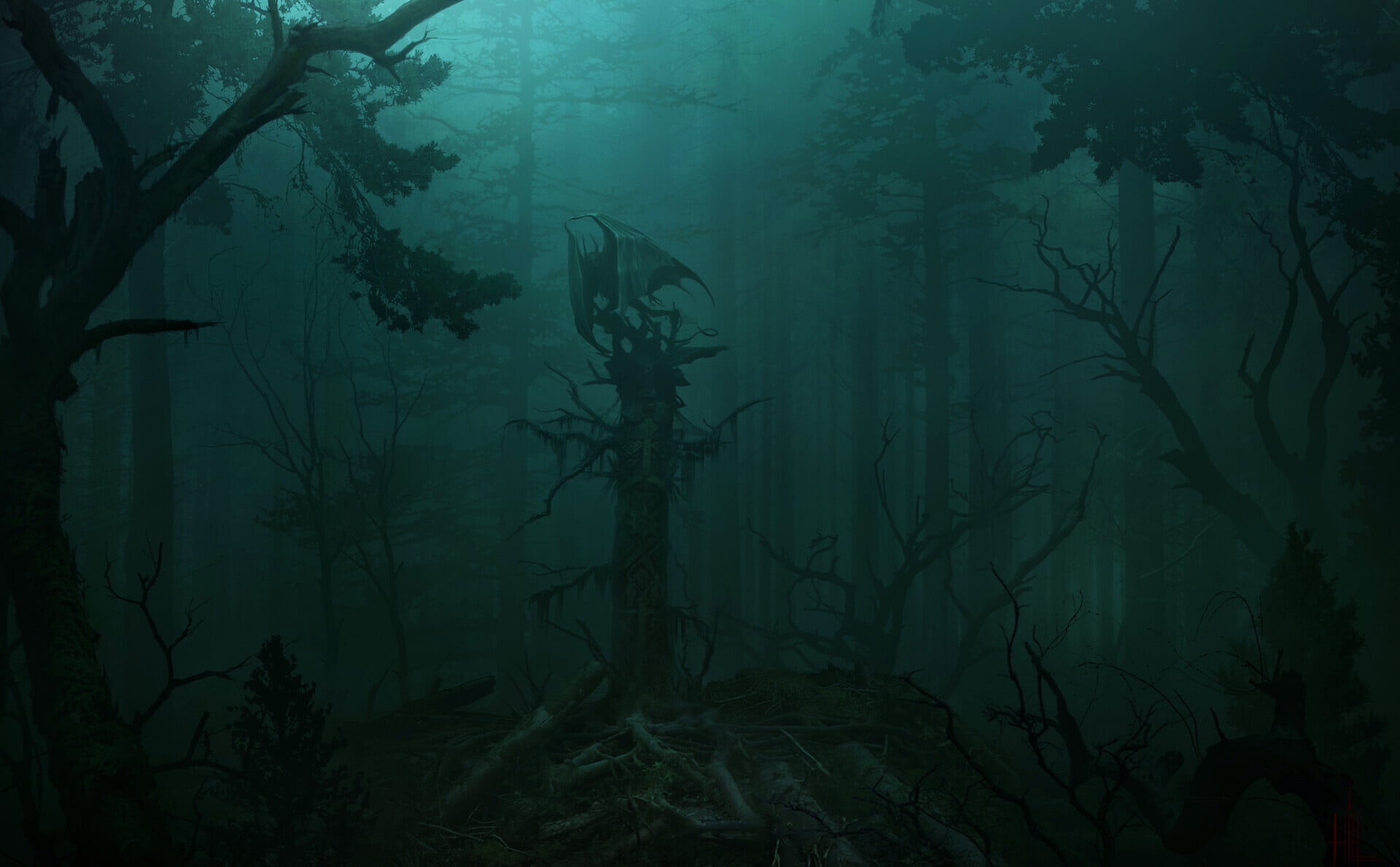 dark, 1080P, forest, Moon, moonlight, horror, Yuri Hill, HD Wallpaper