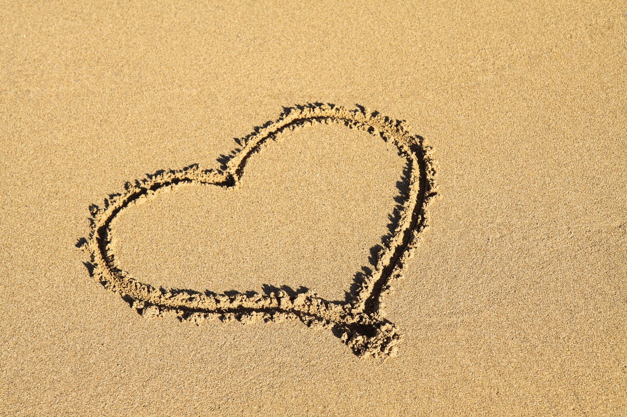 720P, heart, sunlight, romantic, symbols, land, beach, positive emotion, romance, communication, love, heart shape, coast, shapes, nature, sand, outdoors, HD Wallpaper