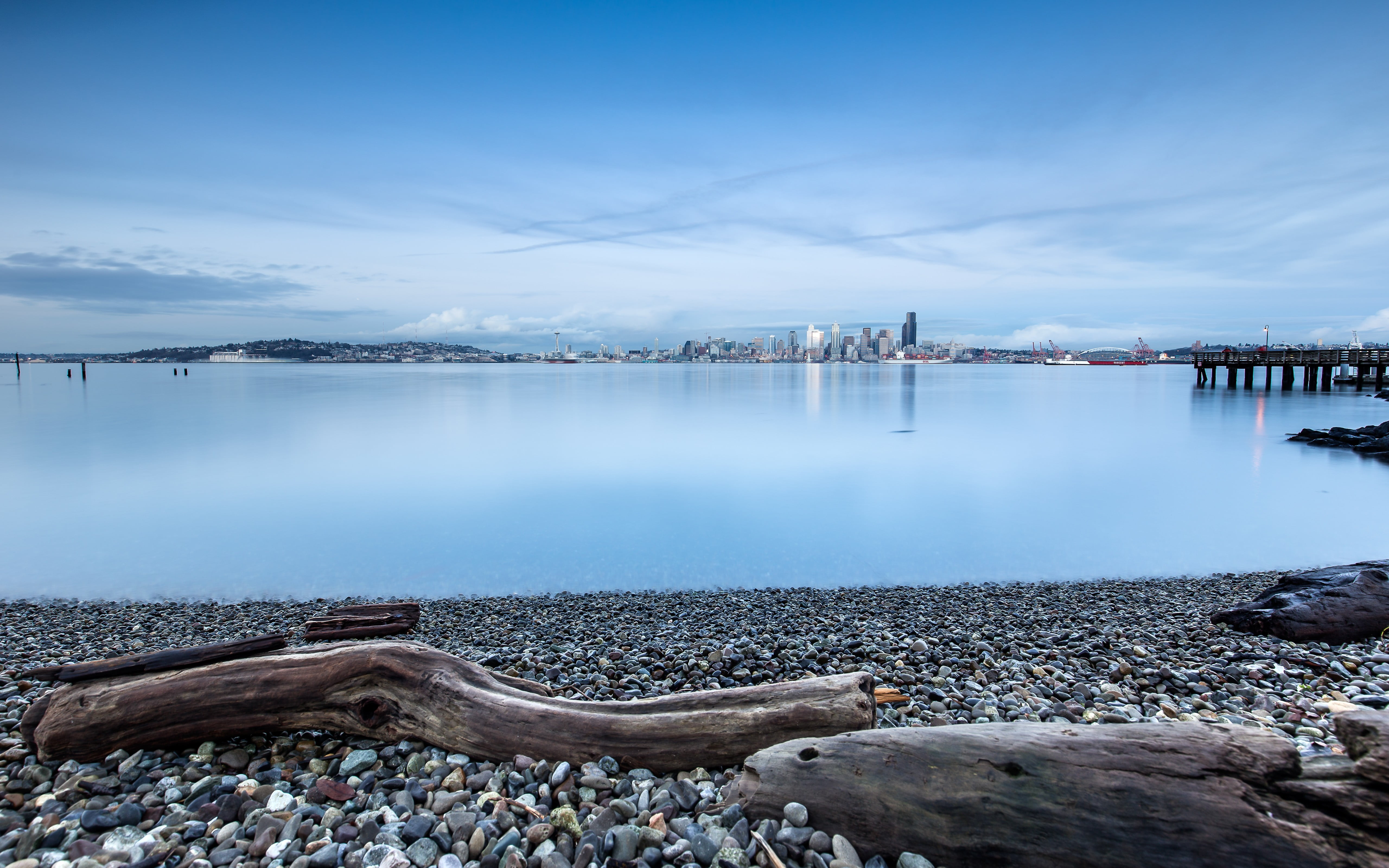 colored, driftwood, cloud - sky, tranquil scene, rock - object, solid, rock, chain, no people, day, sky, 5K, pebbles, calm, idyllic, reflection, water, HD Wallpaper