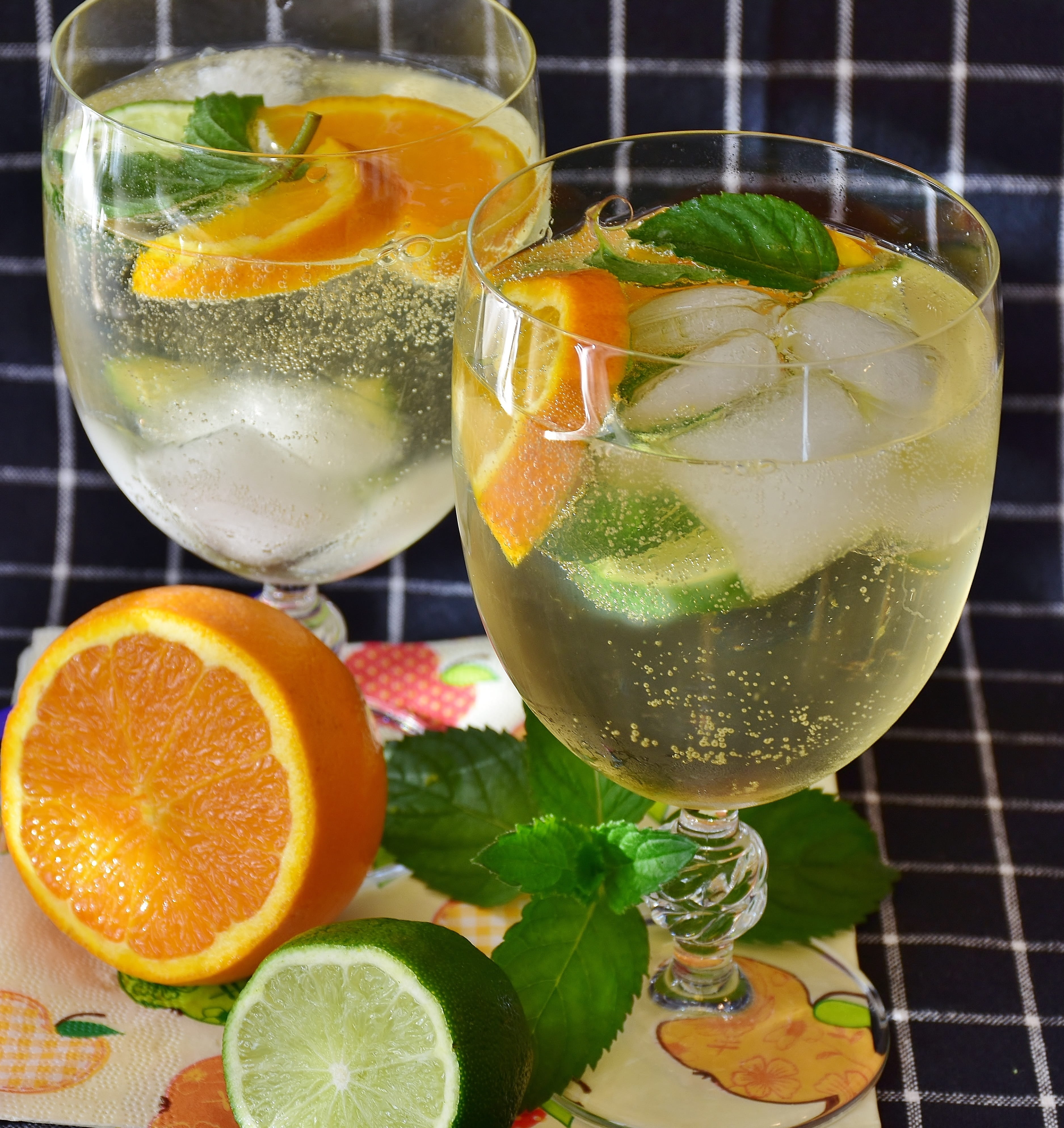 drinking, no people, mint leaf - culinary, liquid, close-up, two, food, clear, leisure, Drink, alcoholic, soda, freshness, table, yellow, ice, refreshment, Phone HD Wallpaper