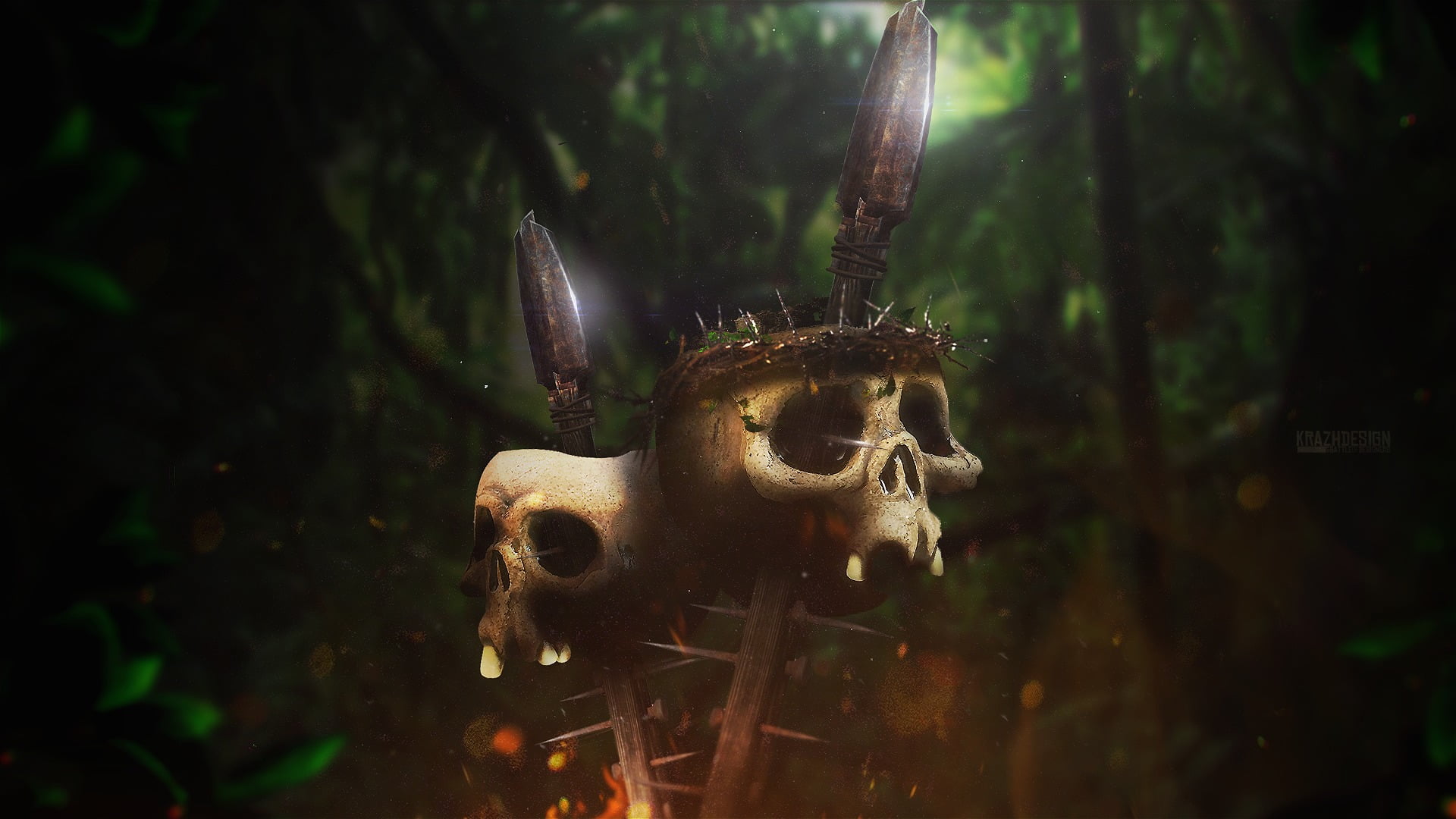 focus on foreground, outdoors, skull, plant, close-up, tree, bone, animal body part, fear, skulls, nature, no people, 1080P, horror, evil, representation, HD Wallpaper