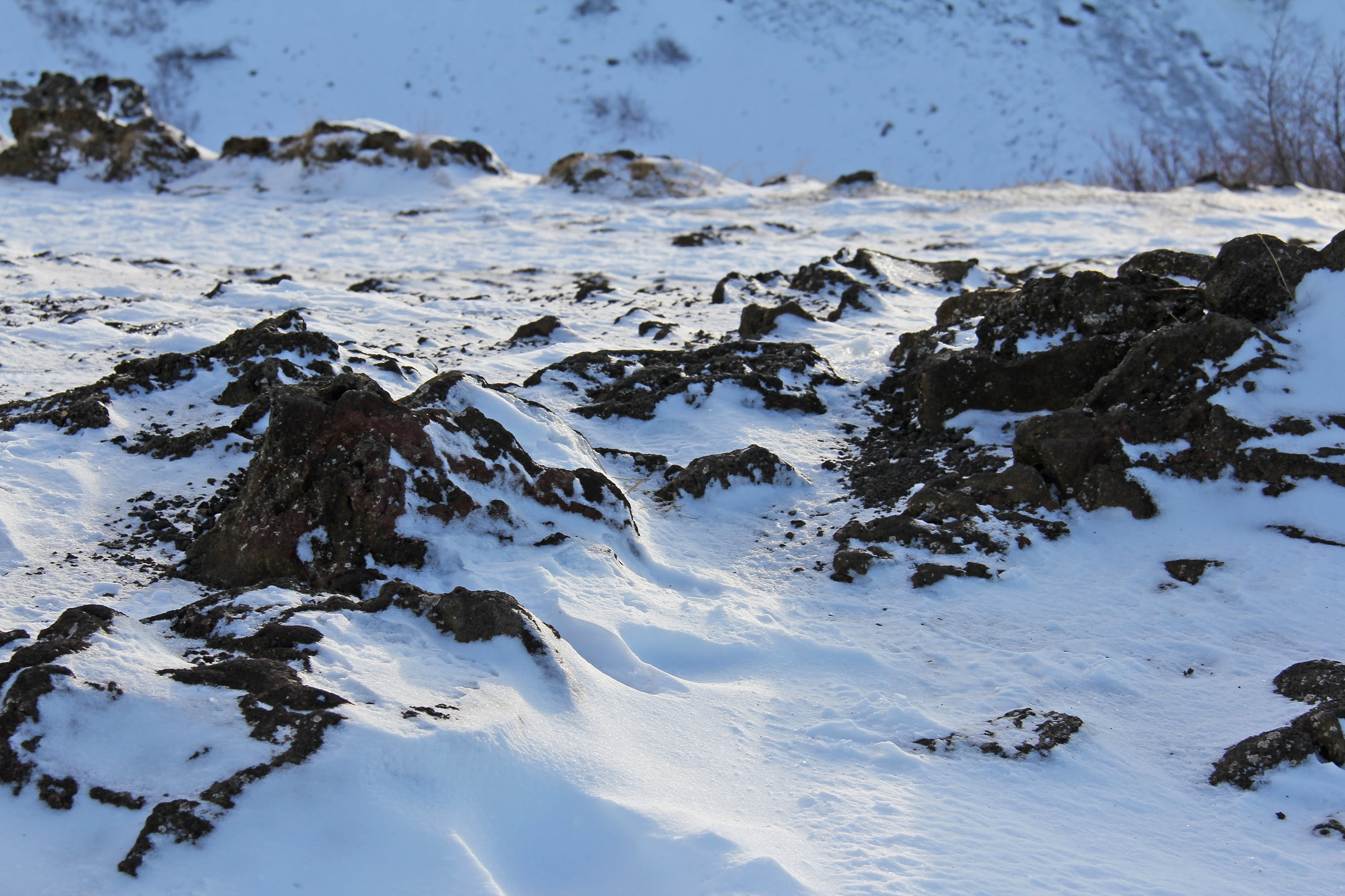 view, europe, kerið volcanic crater, sea, iceland, amazing, scandinavia, no people, nature, snow, reykjavik, cold, water, a frozen crater, winter, tranquility, HD Wallpaper