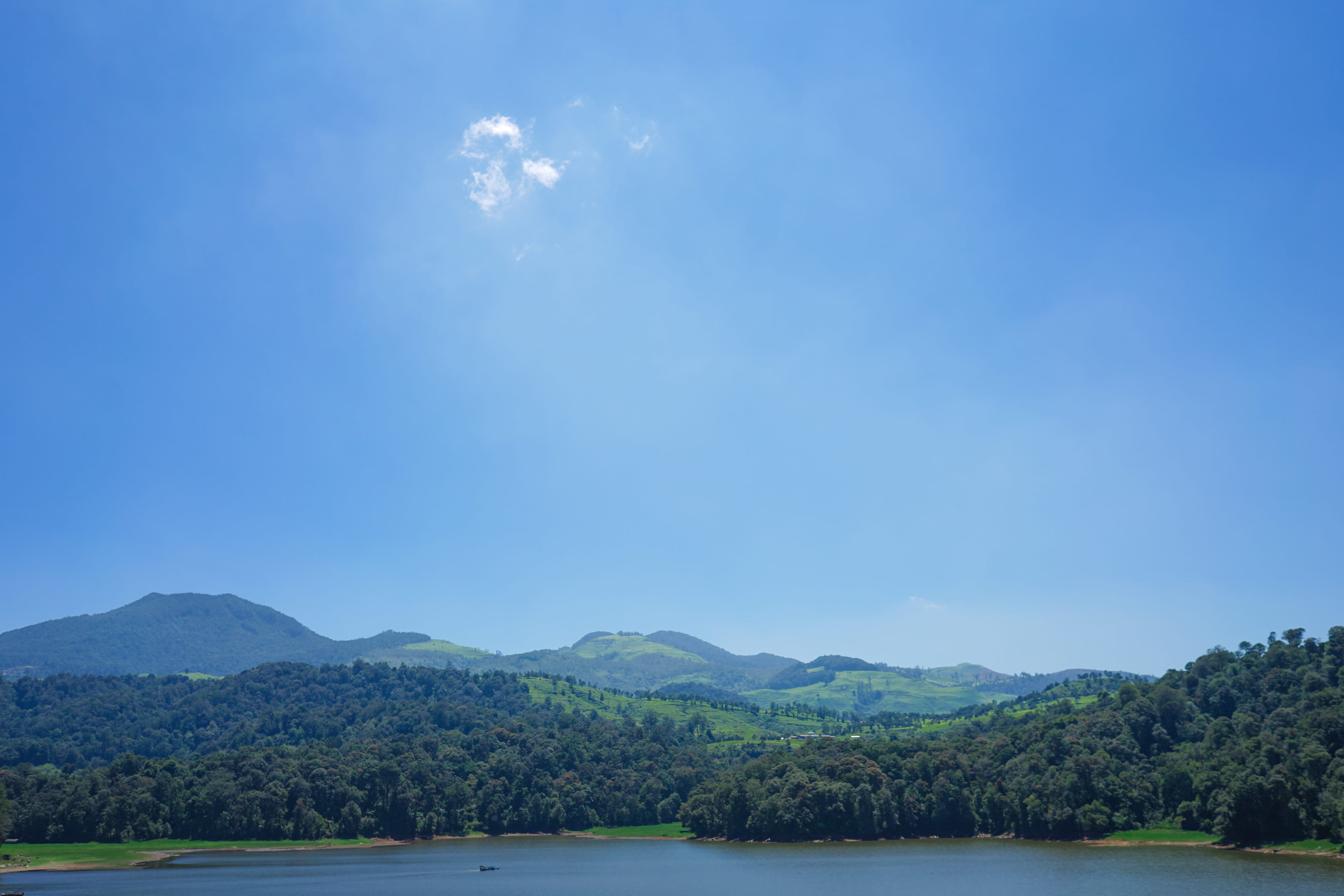 non-urban scene, blue, mountain, mountain range, tranquility, indonesia, water, waterfront, tree, pinishi resto - glamping ciwidey situ patenggang, idyllic, HD Wallpaper