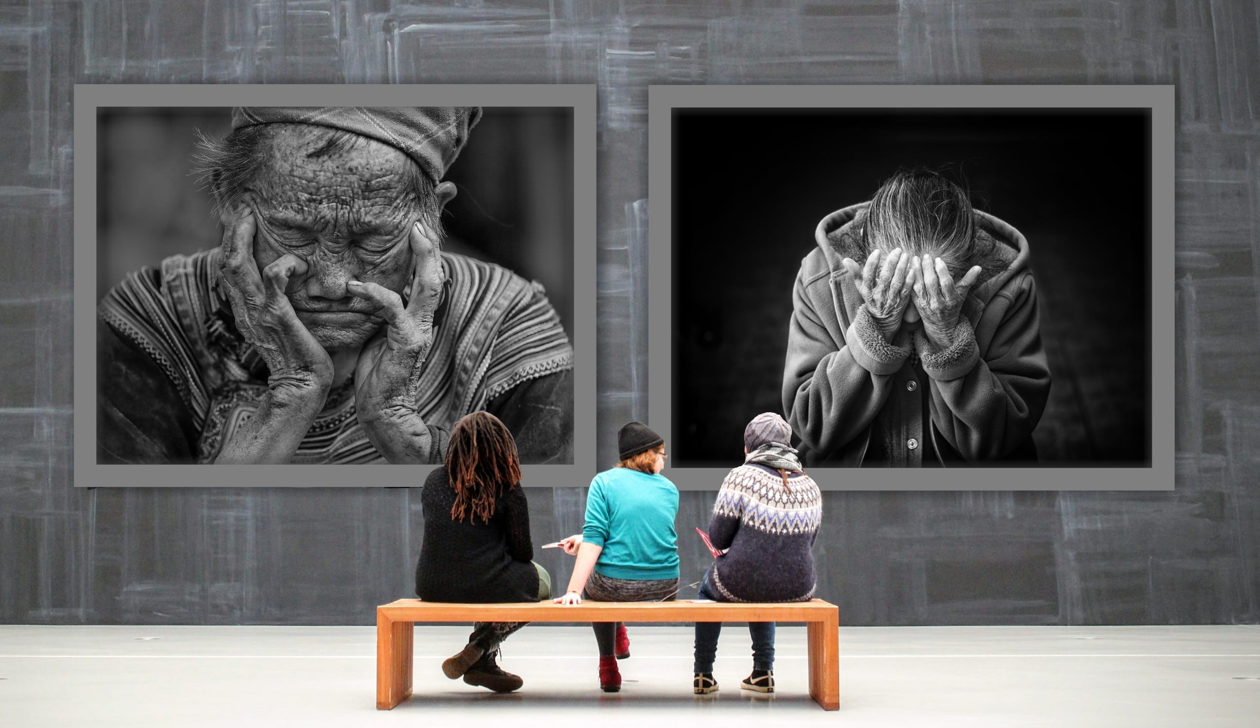 three, people, images, adult, person, group of people, hopelessness, males, full length, child, human representation, despair, sad, togetherness, architecture, HD Wallpaper