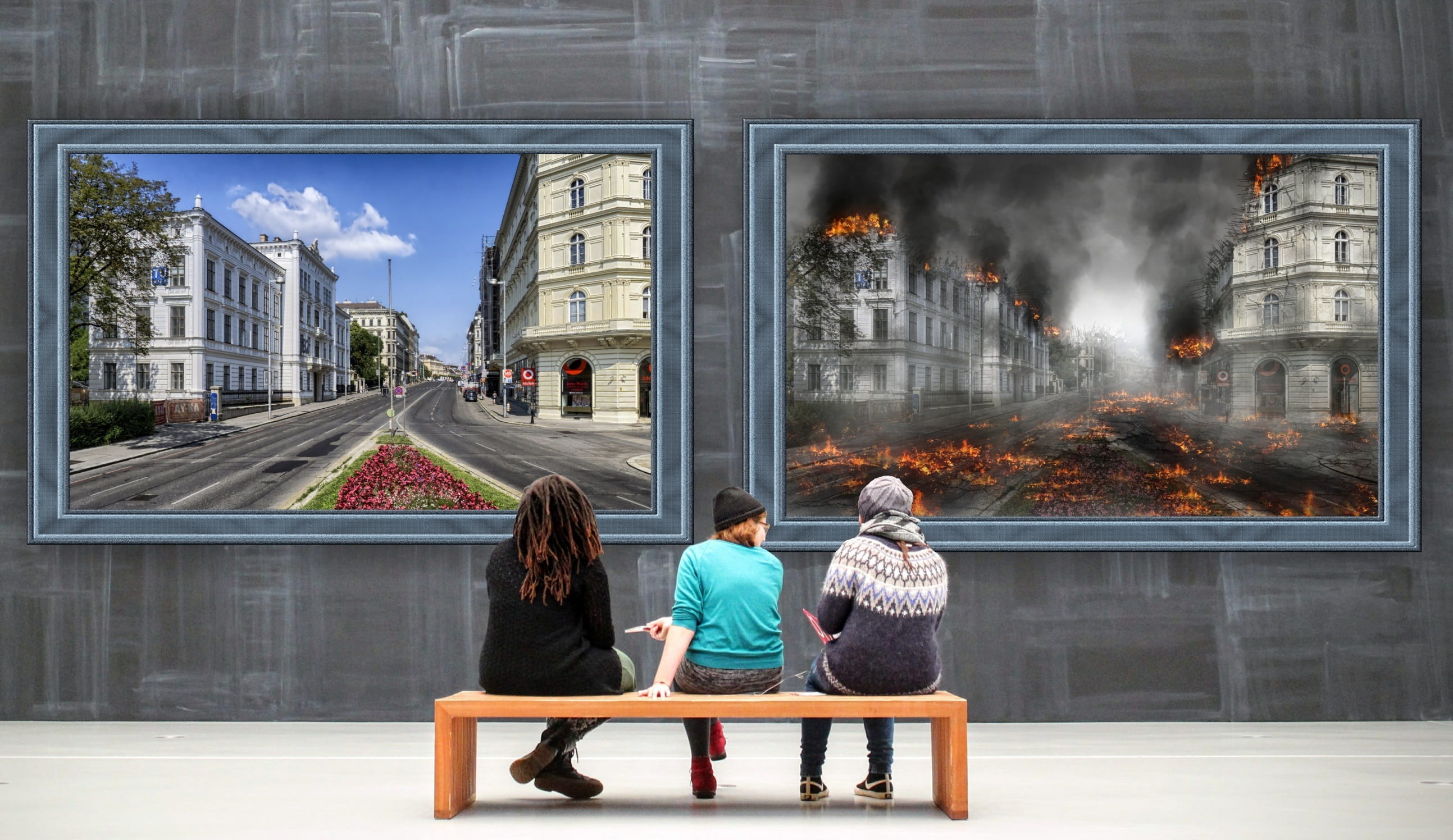 men, males, sister, war, brown, images, son, destruction, afterwards, females, to watch, contrast, visitors, adult, child, family, people, full length, HD Wallpaper