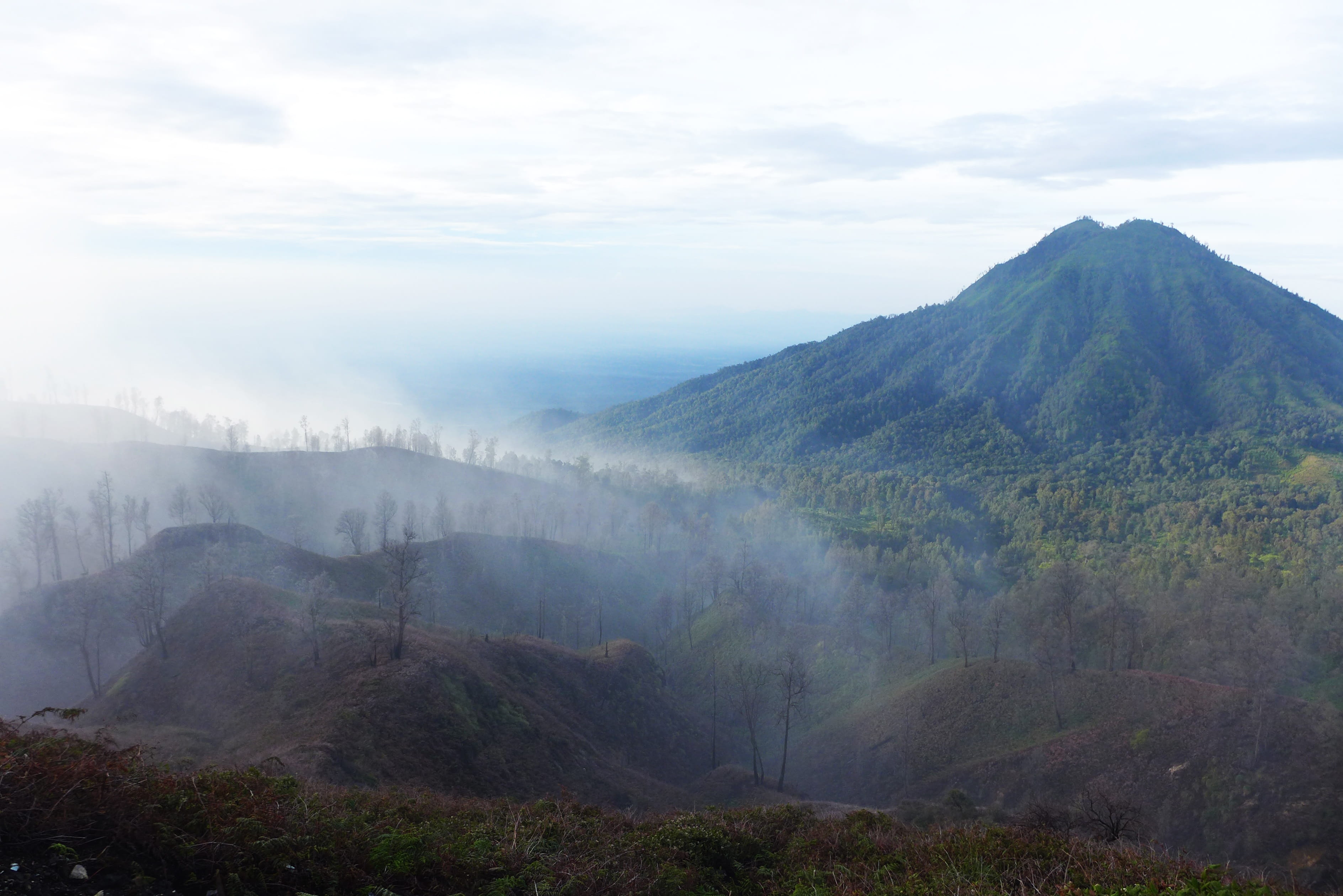 no people, mountain range, asia, dangerous, sulfur, tranquility, environment, mountain, remote, day, plant, landscape, hazy, indonesia, sky, scenics - nature, HD Wallpaper