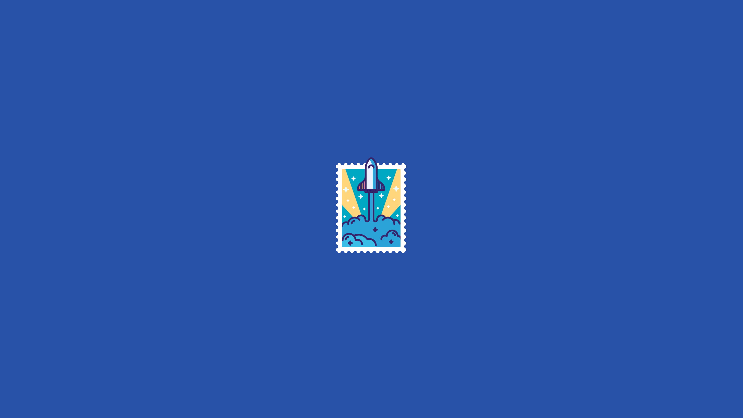 space, rocket, blue background, 2K, graphic design, stamps, HD Wallpaper