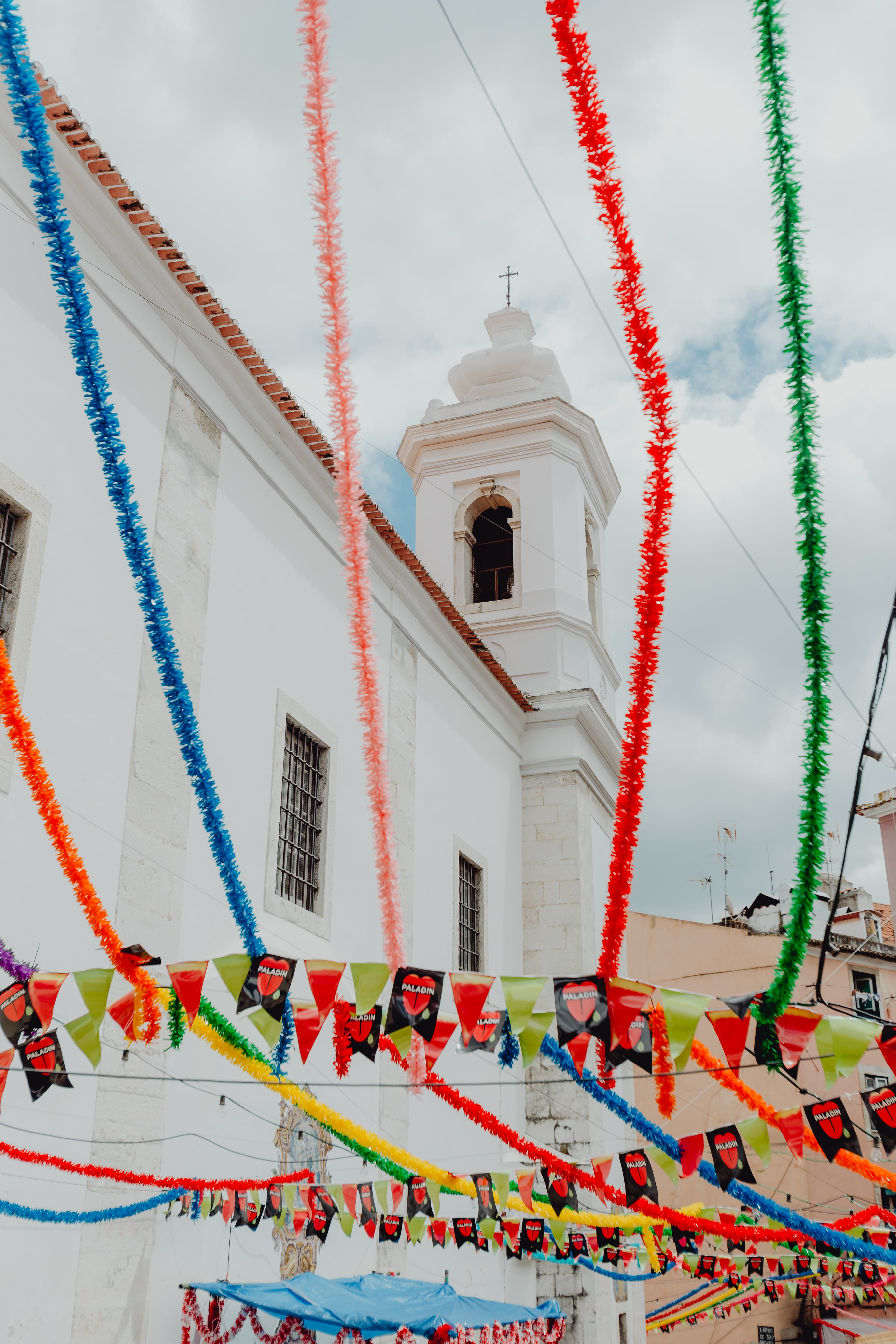 alfama, architecture, religion, building, celebration, hanging, sky, place of worship, anthony, belief, downtown, lisboa, travel, portugal, Europe, decorated, Phone HD Wallpaper