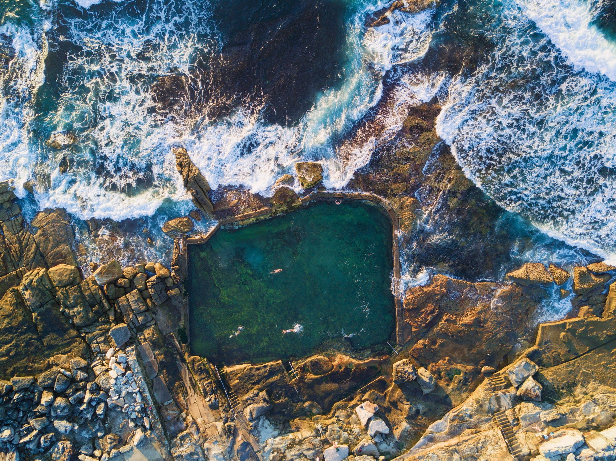 Australia, south australia, swimming, rocks, aerial view, nature, waves, landscape, 1080P, HD Wallpaper