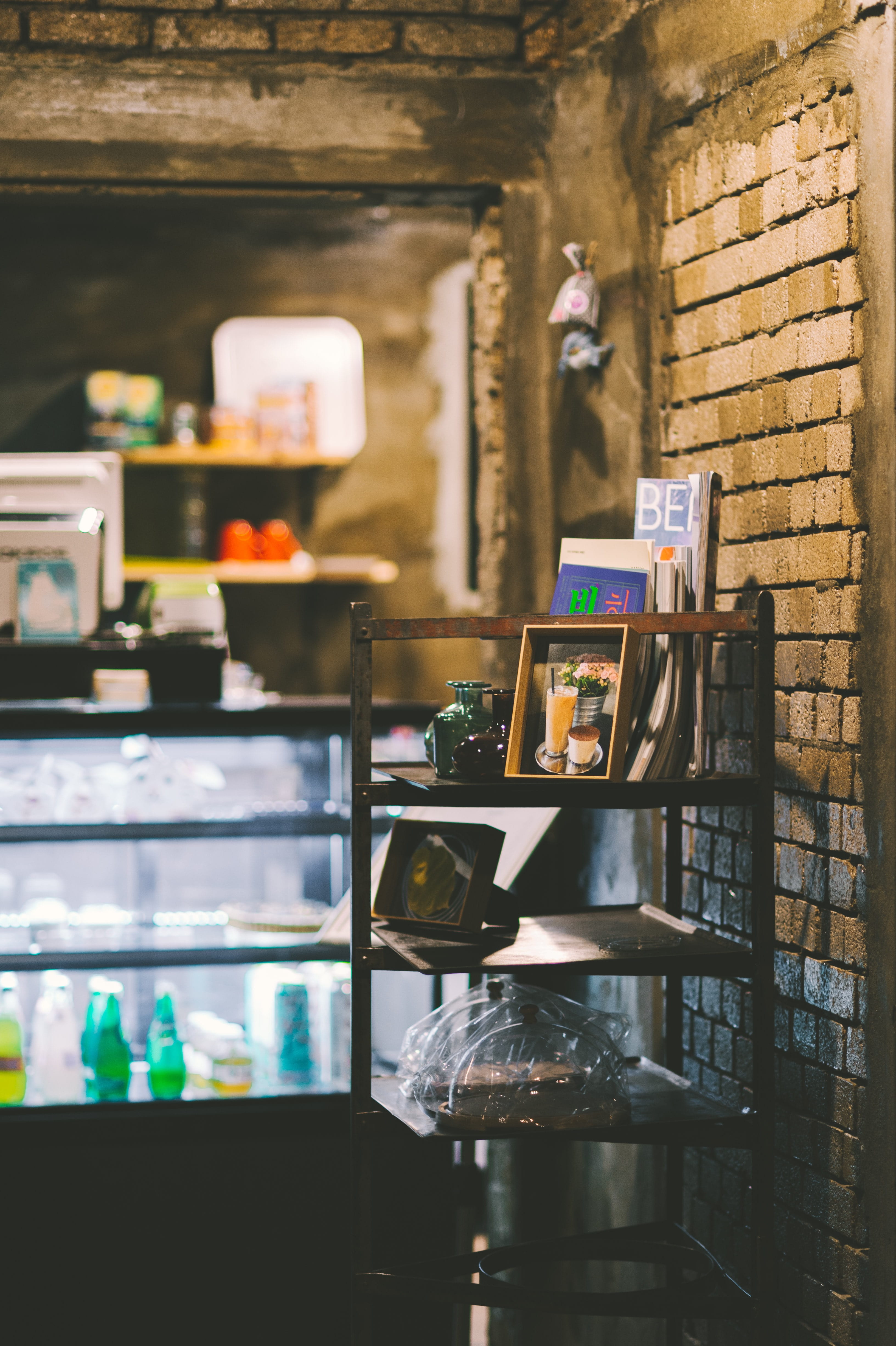 4K, brown, rack, counter, tabletop, glass, container, no people, apartment, food, publication, large group of objects, south korea, abundance, shop, collection, Phone HD Wallpaper