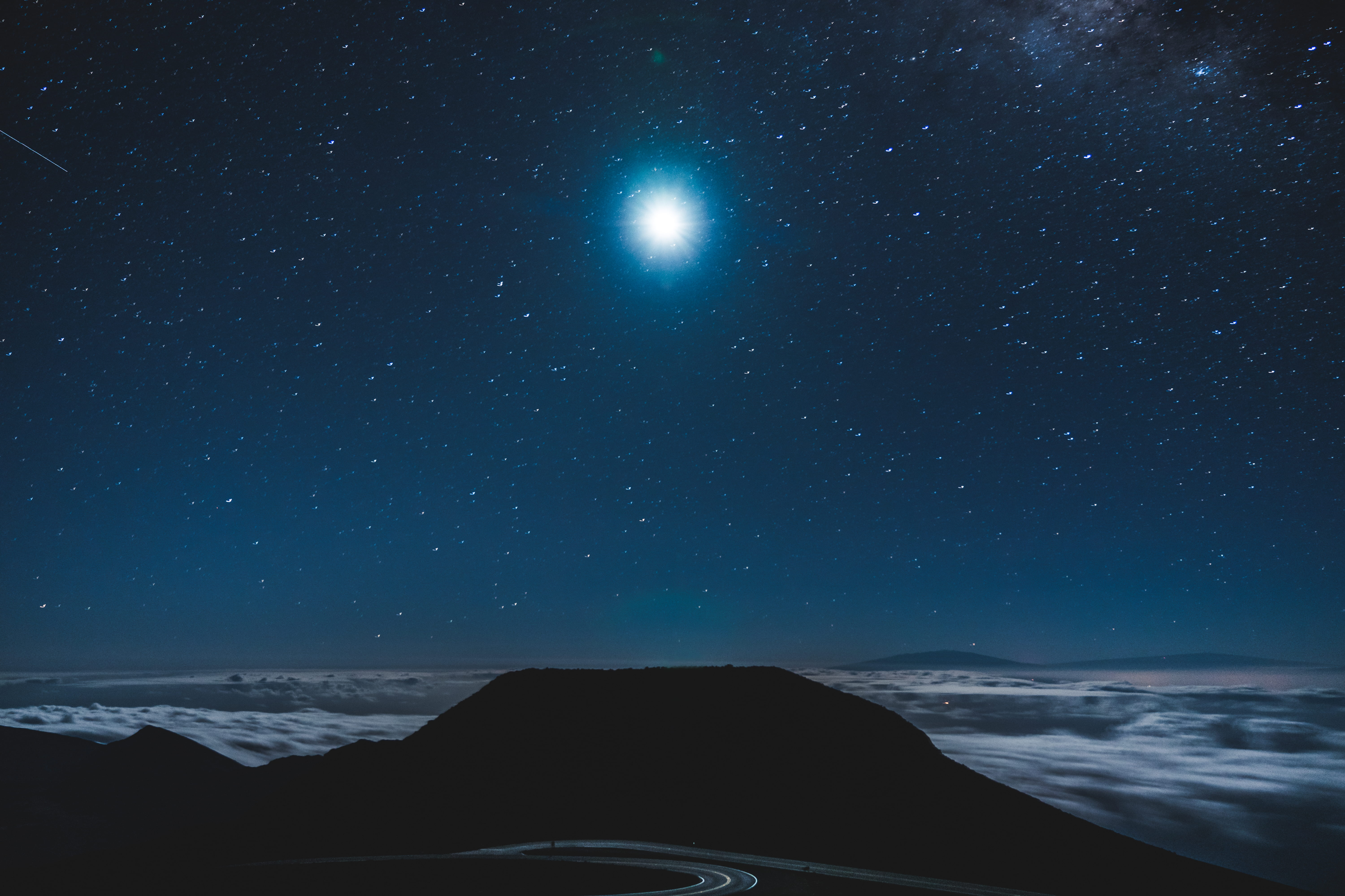 tranquil scene, sky, environment, planet - Space, orad, tranquility, star - Space, science, water, astronomy, landscape, mountain peak, space, silhouette, HD Wallpaper