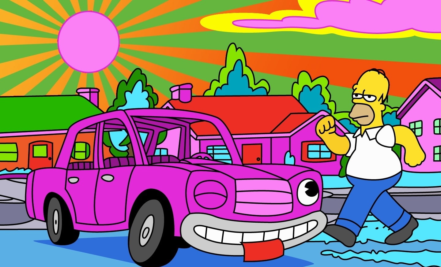 The Simpsons, people, high, pink color, women, food and drink, mode of transportation, multi colored, teenager, childhood, emotion, 720P, baked, land vehicle, HD Wallpaper