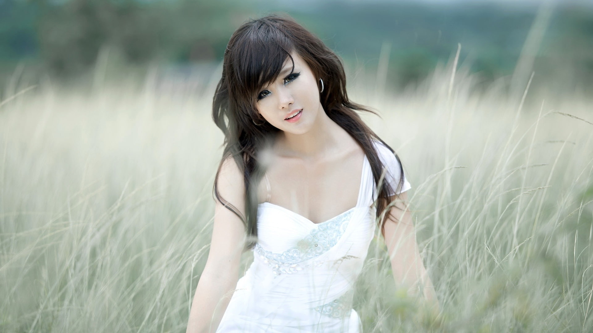 Girl, 1080P, Hair, Grass, Black, Asian, HD Wallpaper