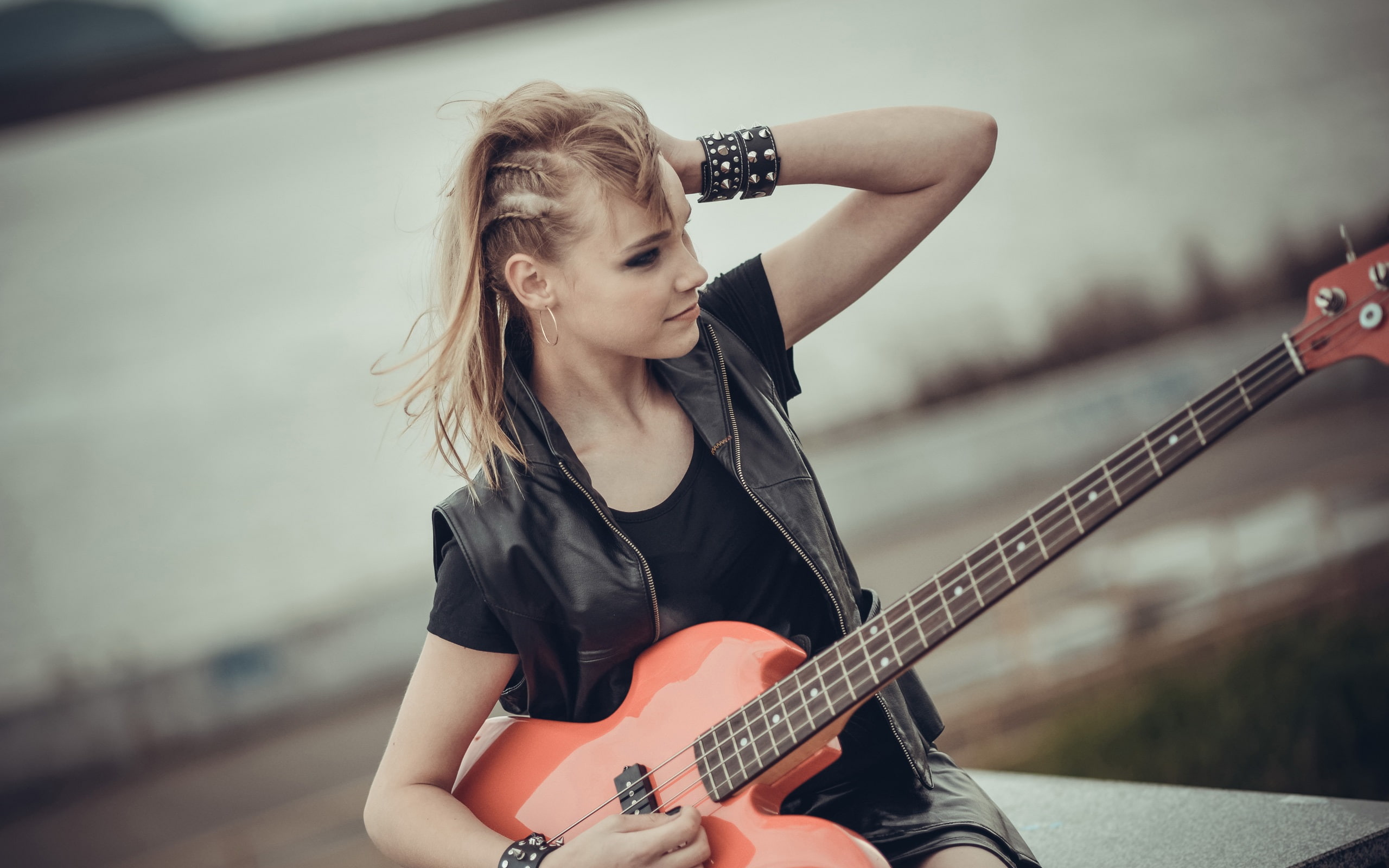 Girl, Blonde, Guitar, 2K, Music, HD Wallpaper