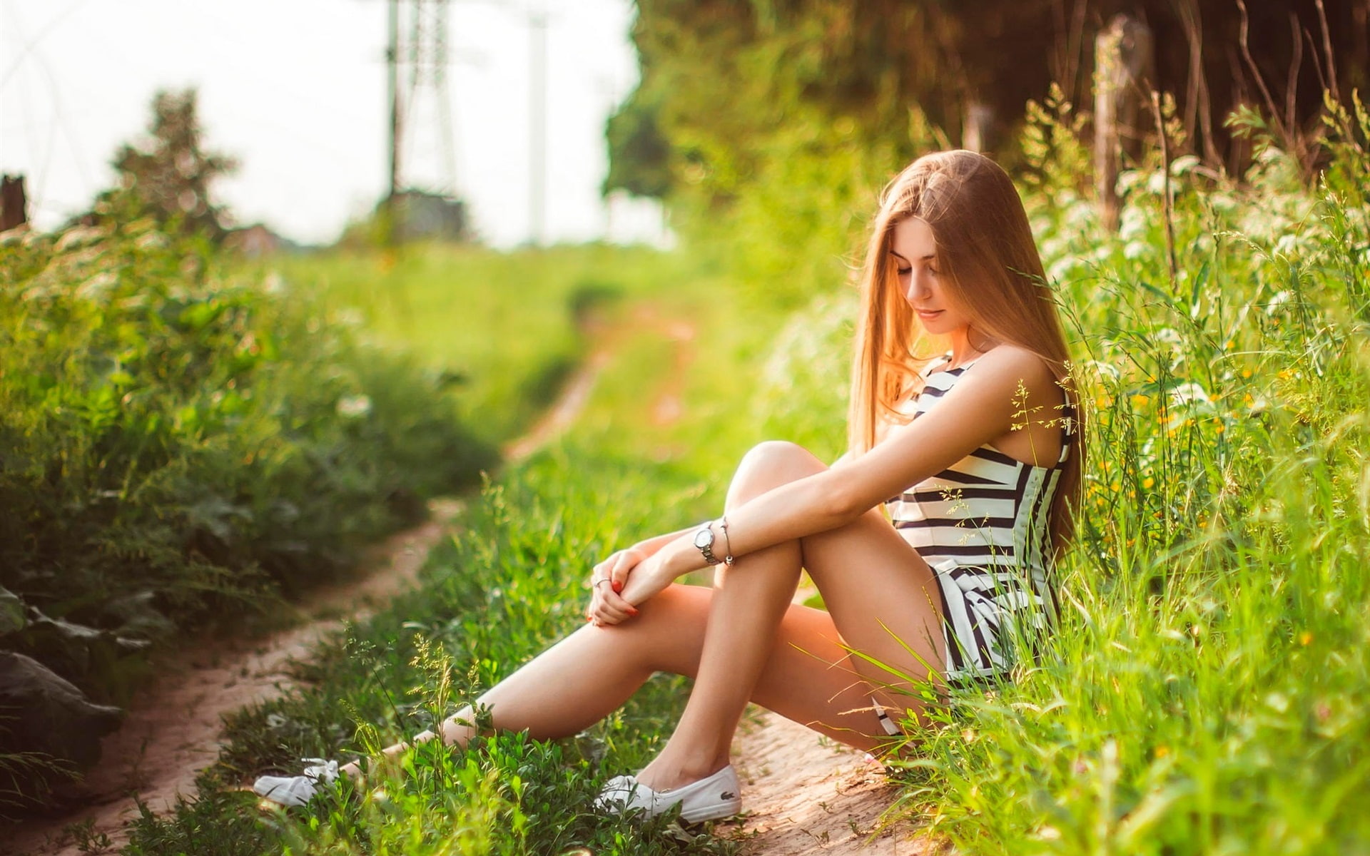 Nature, Relaxation, Grass, 1080P, Girl, Summer, HD Wallpaper