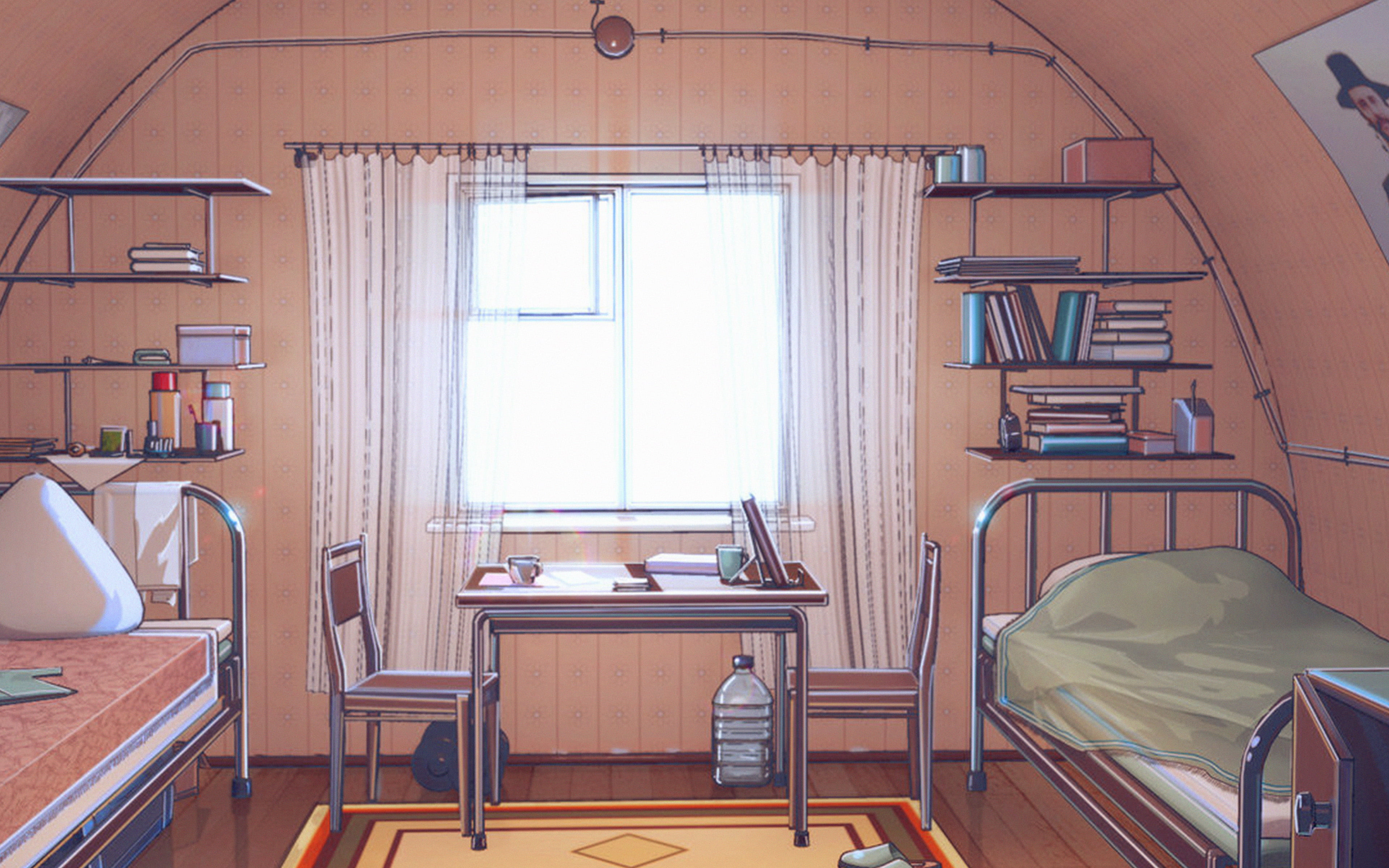 illustration, table, absence, glass - material, 4K, home, red, chair, day, room, empty, art, domestic room, indoors, no people, architecture, furniture, HD Wallpaper
