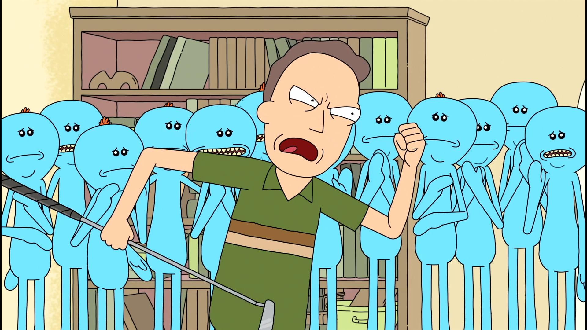 Jerry Smith, Mr. Meeseeks (Rick and Morty), 1080P, Rick and Morty, TV Show, HD Wallpaper