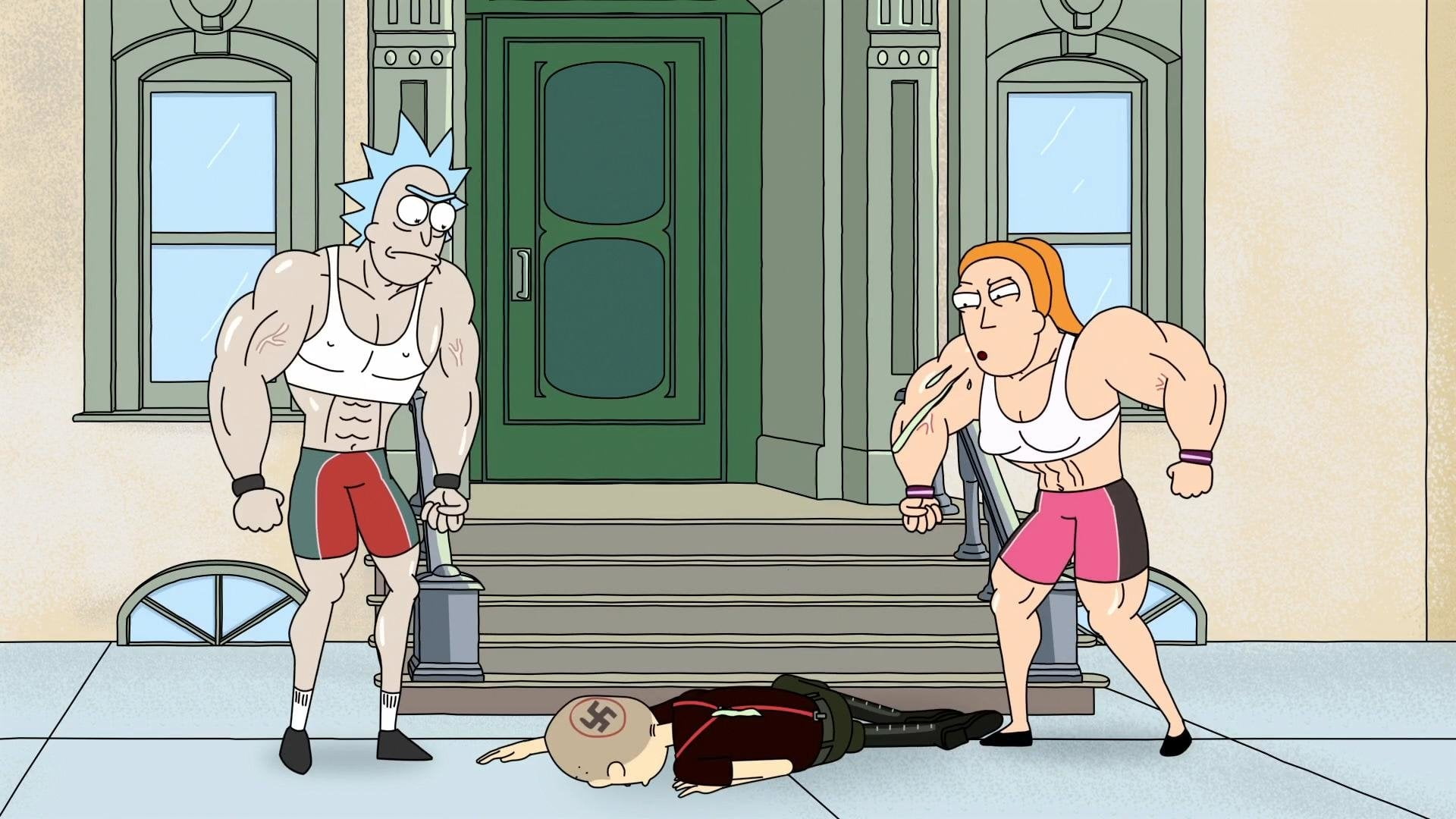 indoors, cartoon, full length, fun, luggage, suitcase, Rick and Morty, Rick Sanchez, Summer Smith, girls, TV Show, females, adult, mural, women, childhood, HD Wallpaper