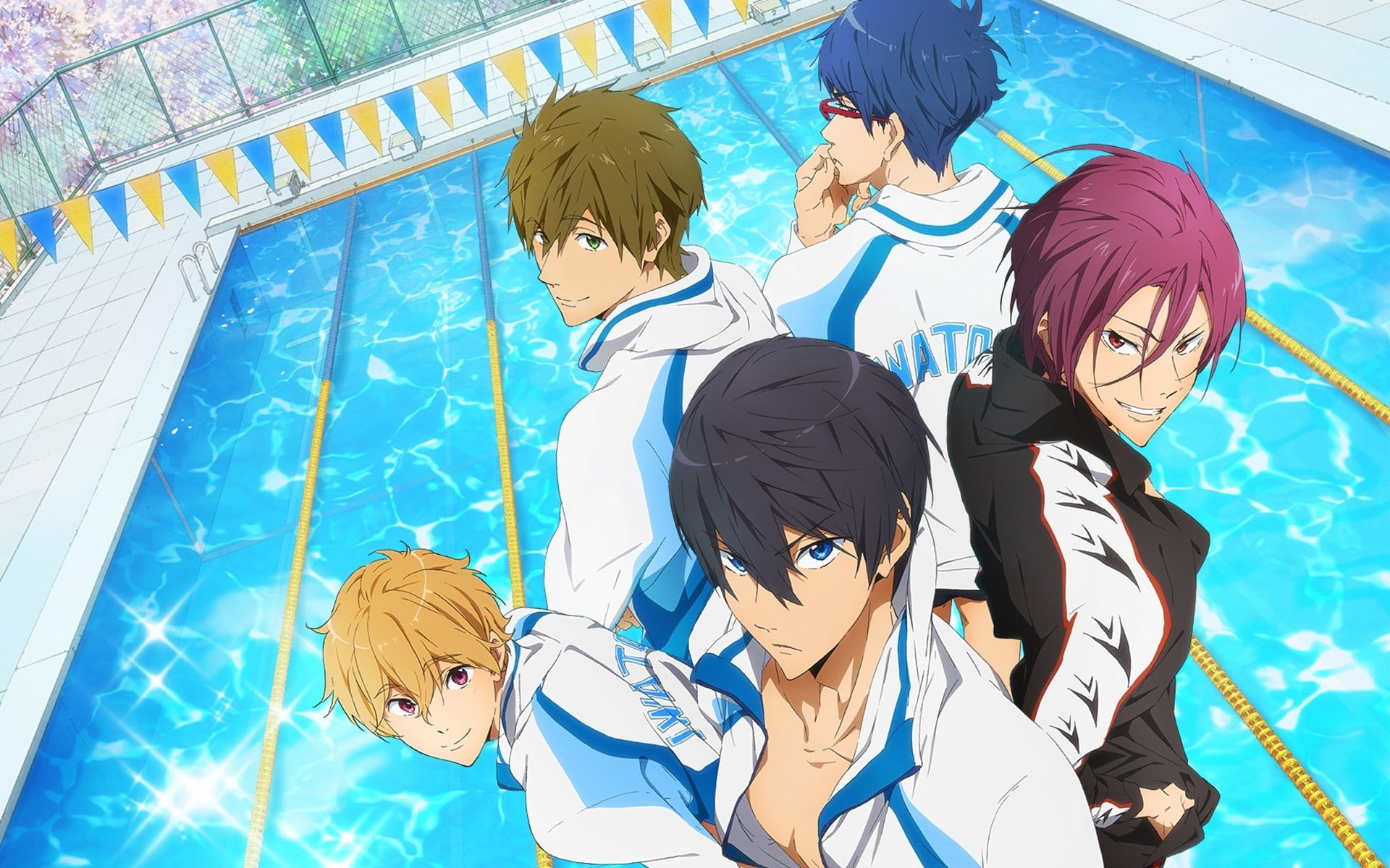 Rin Matsuoka, students, leisure activity, nature, outdoors, sunlight, sport, pool, 1080P, day, men, pre-adolescent child, Rei Ryūgazaki, Nagisa Hazuki, HD Wallpaper