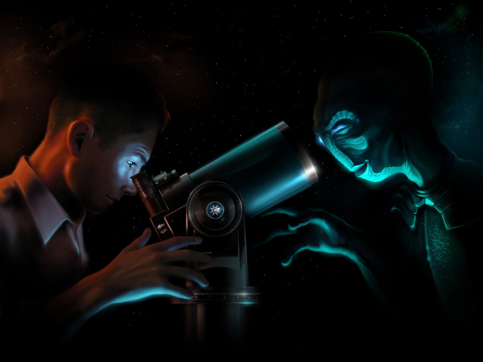 illuminated, technology, digital, gray, men, science, boys, scientists, laser, alien, childhood, child, offspring, aliens, looking, space, one person, star - space, HD Wallpaper