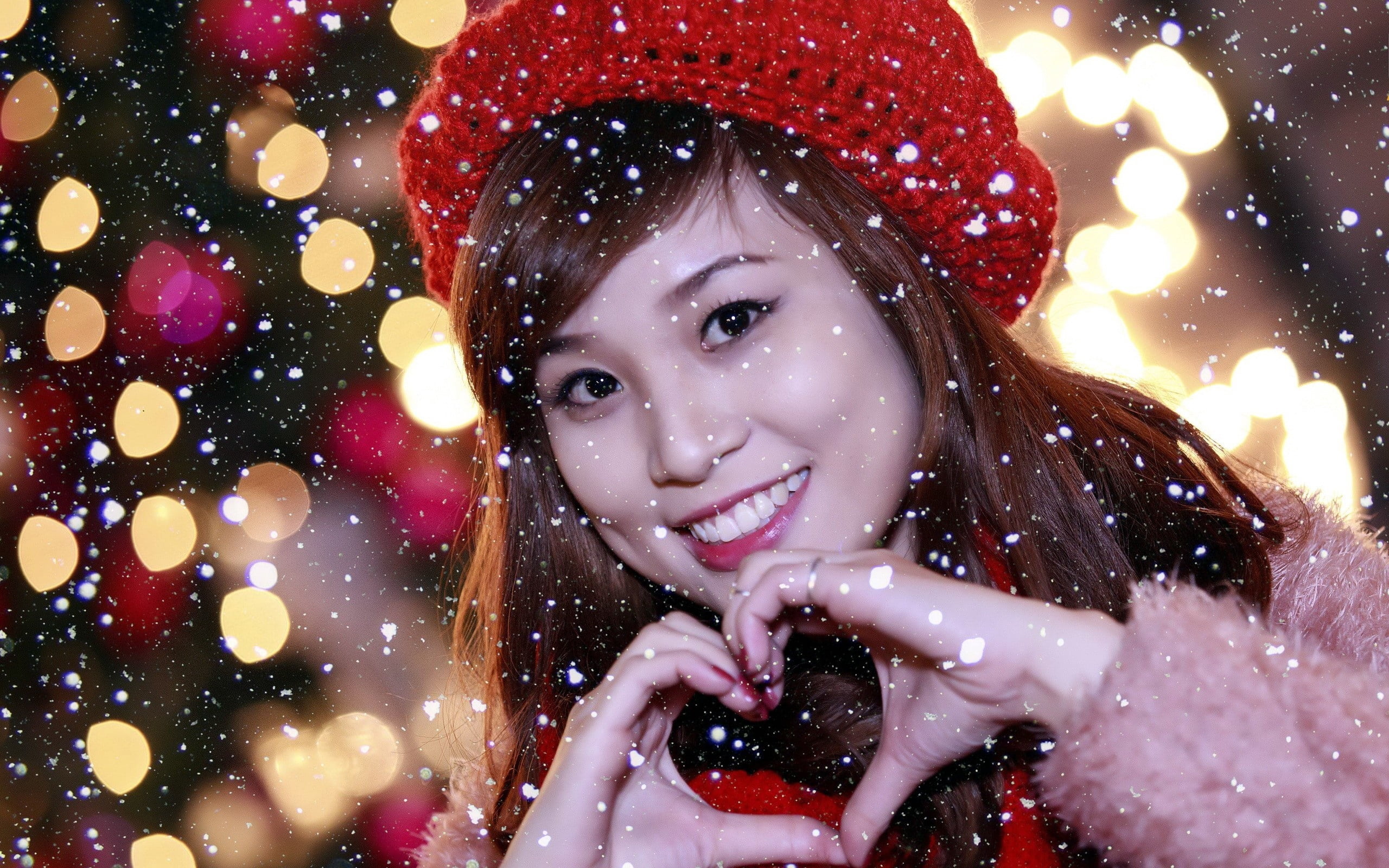 happiness, snow, december, holiday, woman, season, young Adult, night, portrait, weather, hat, indonesian Ethnicity, beauty, celebration, joy, fun, snowing, HD Wallpaper