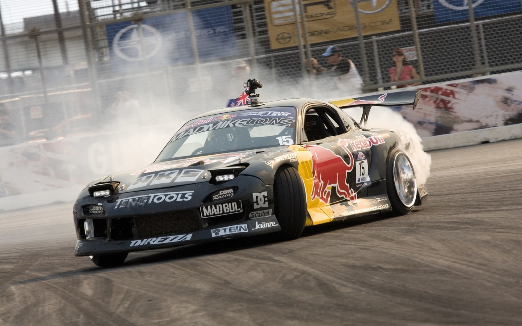 competition, motor vehicle, sport, text, architecture, land vehicle, Mazda RX-8, racecar, road, wheel, speed, motion, mode of transportation, drift, luxury, HD Wallpaper