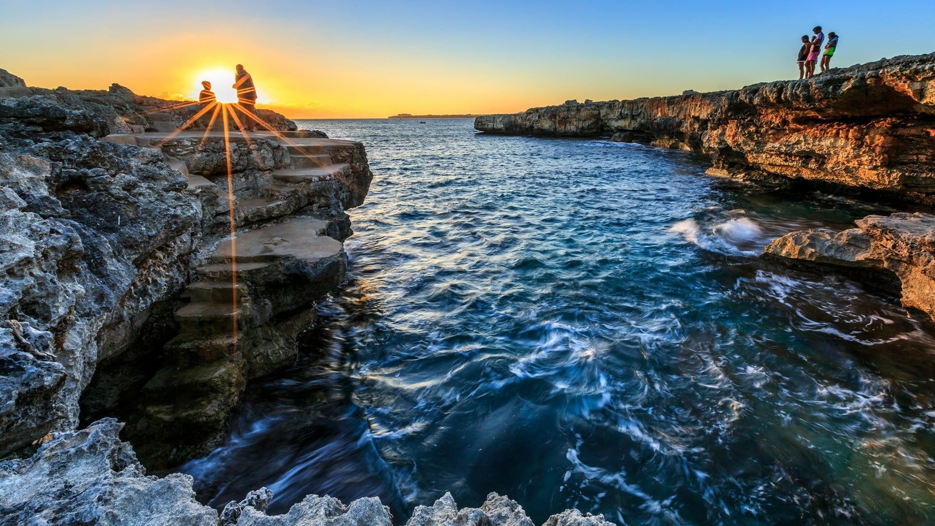 menorca, coast, scenics - nature, solid, tranquil scene, lifestyles, shore, rock - object, beach, water, leisure activity, real people, rock formation, HD Wallpaper