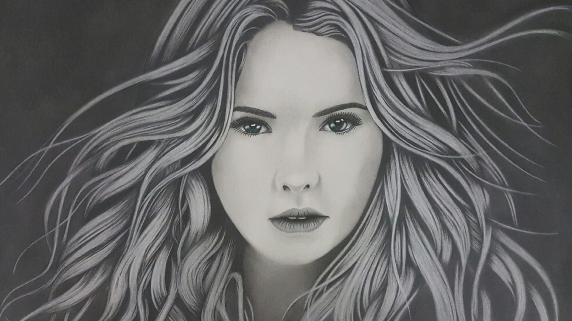 1080P, graphite, Ashley Benson, artwork, pencils, women, celebrity, drawing, HD Wallpaper