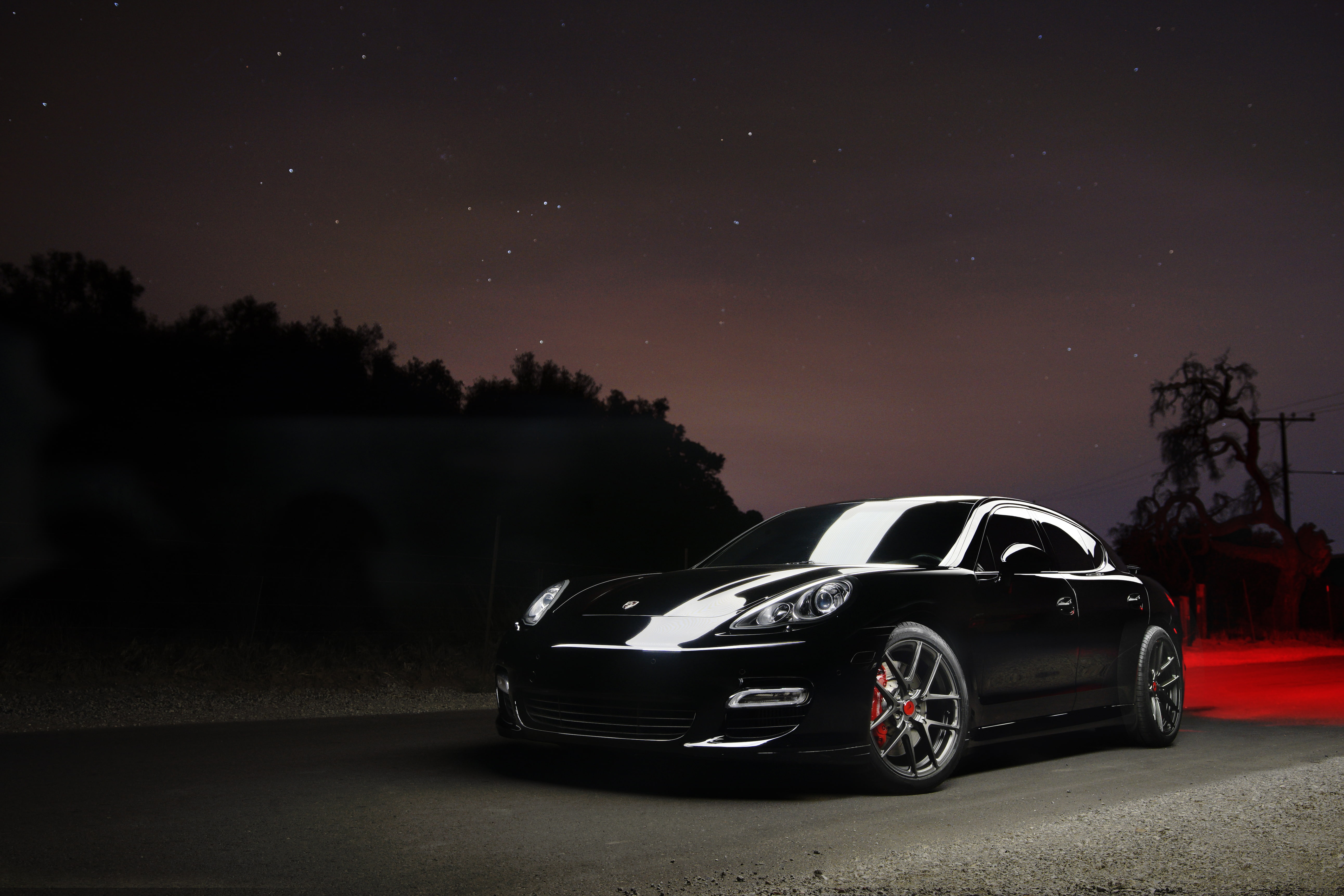 star, outdoors, Vorsteiner, space, star field, road, Porsche Panamera, astronomy, land vehicle, Carbon Graphite, motor vehicle, 5K, street, mode of transportation, HD Wallpaper
