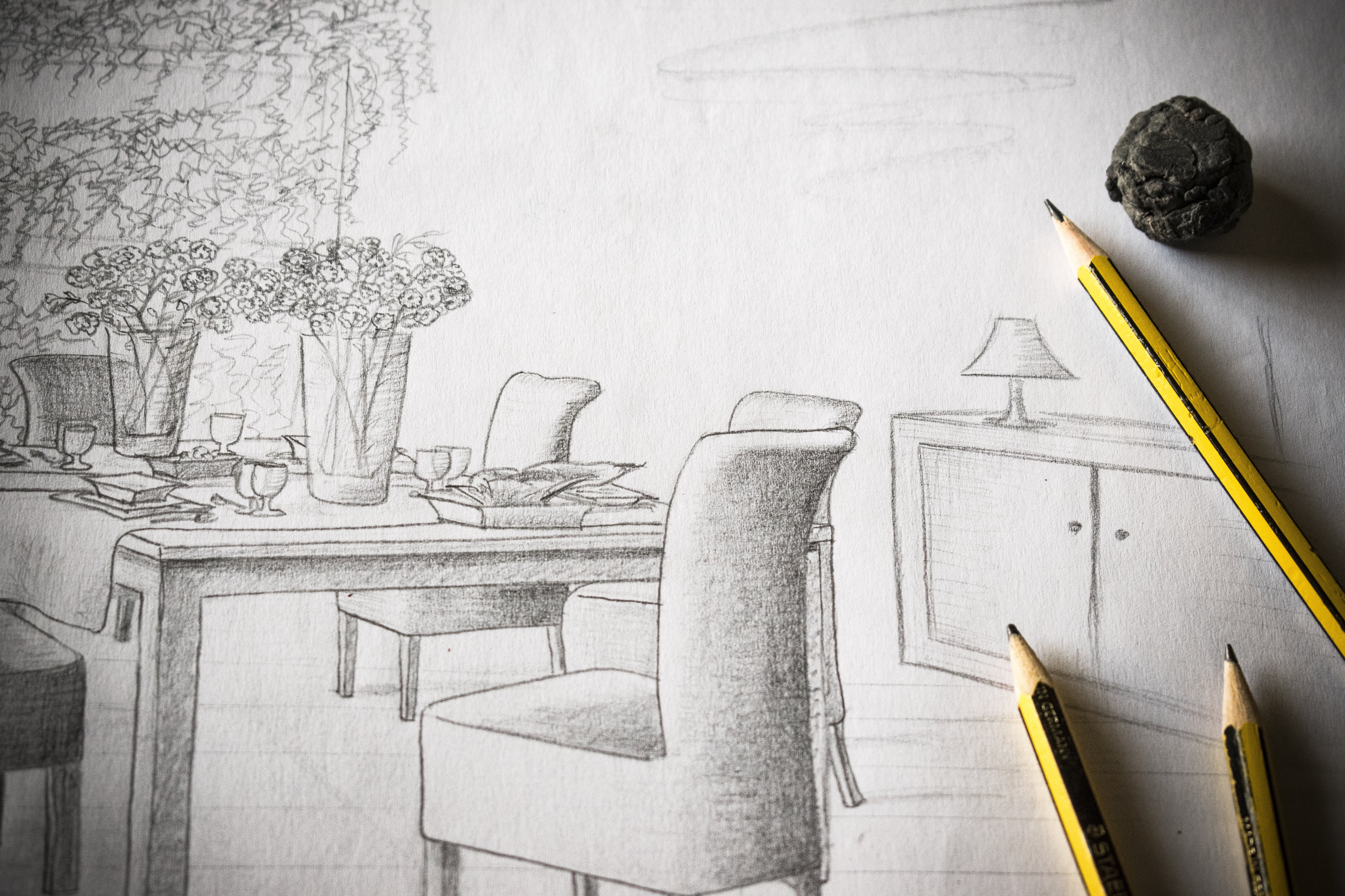 studio shot, drawing, nature, people, home improvement, pencil, wall - building feature, office, office supply, indoors, activity, plan, graphite, creativity, HD Wallpaper