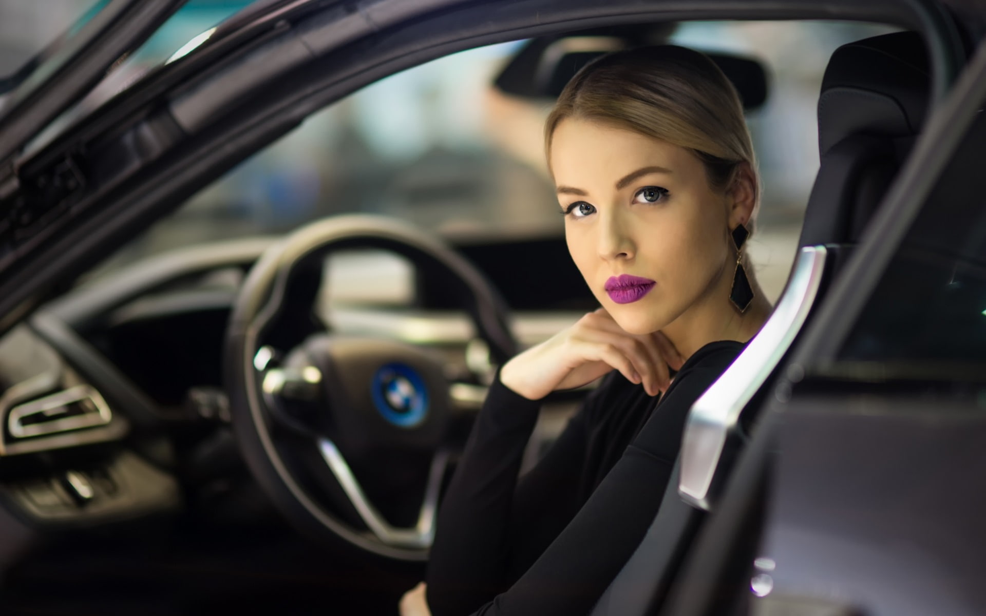 1080P, Pure, Makeup, Girl, Car, HD Wallpaper