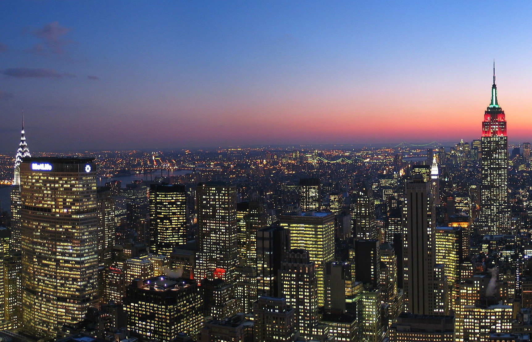 720P, pure, New York City, city lights, sunset, lights, sky, HD Wallpaper