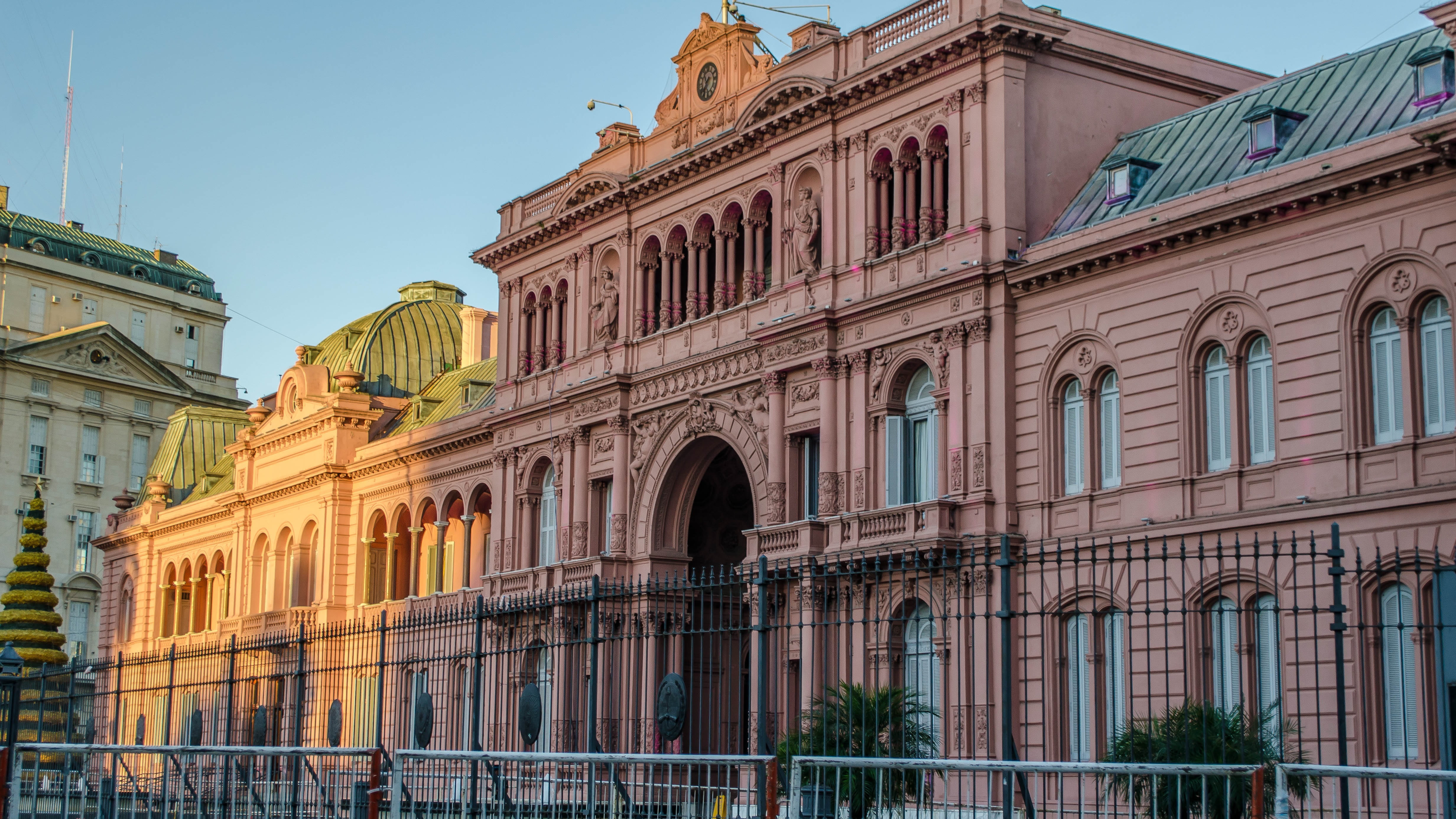 argentina, classical style, history, government house, city, architecture, yellow, concrete, 4K, the past, house, nature, low angle view, plaza de mayo, HD Wallpaper