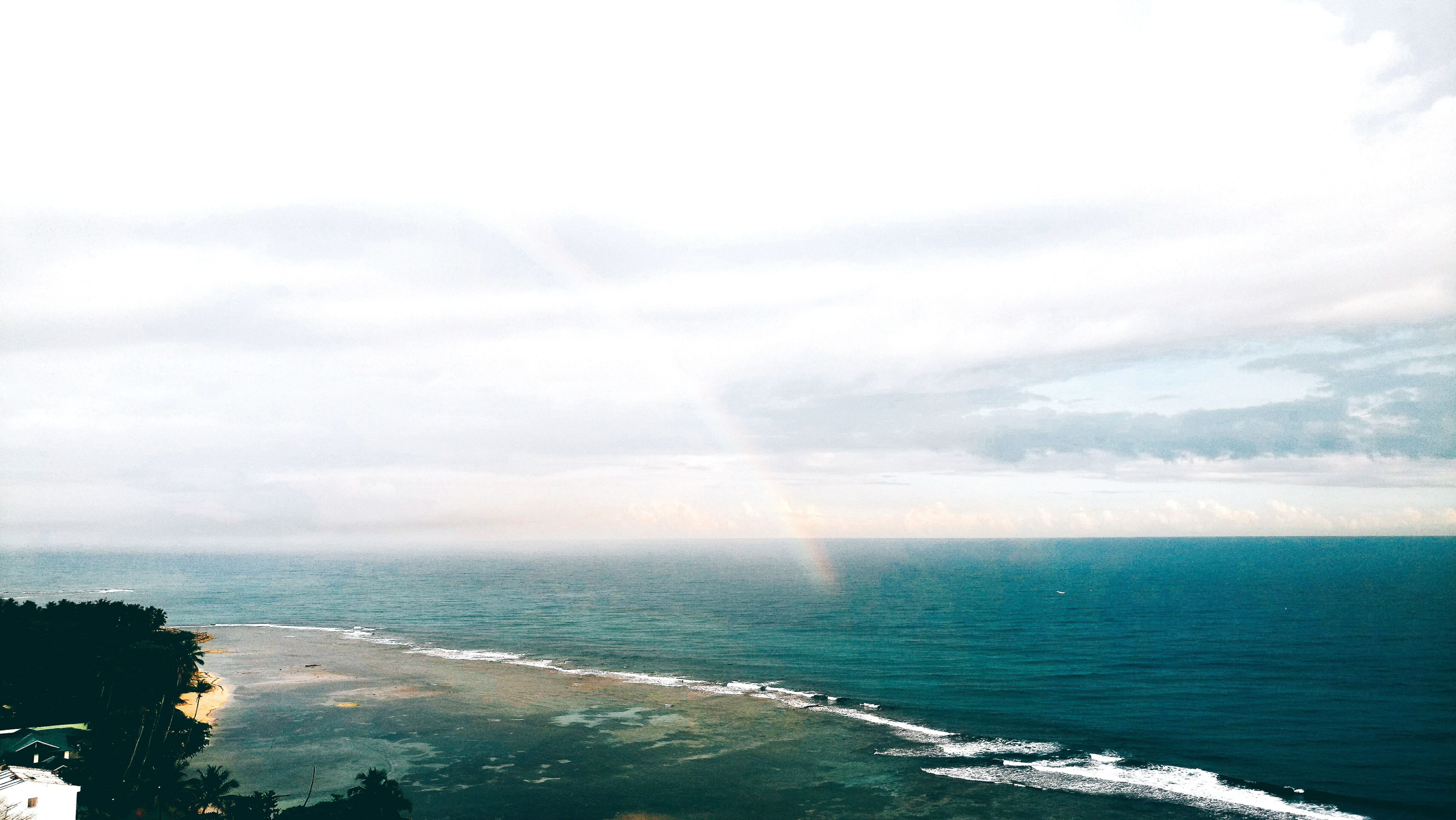 beauty in nature, sky, cloud - sky, rain, horizon over water, tranquil scene, environment, verde, lluvia, tranquility, white, horizon, day, no people, playa, HD Wallpaper