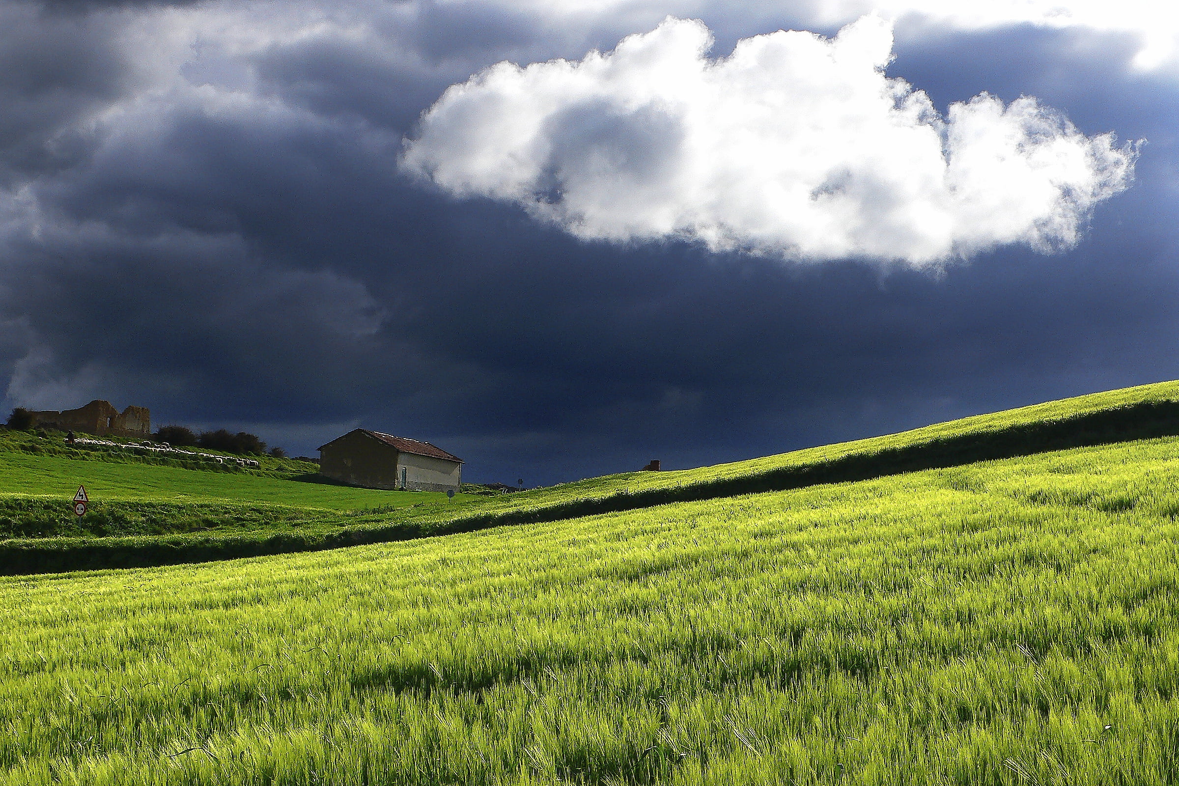 IBÉRICA, CASTILLA Y LEÓN, Gear, clouds, land, rural Scene, LUZ, meadow, nature, cloud - Sky, dark clouds, dark, premium, hill, landscape, PENÍNSULA, field, HD Wallpaper