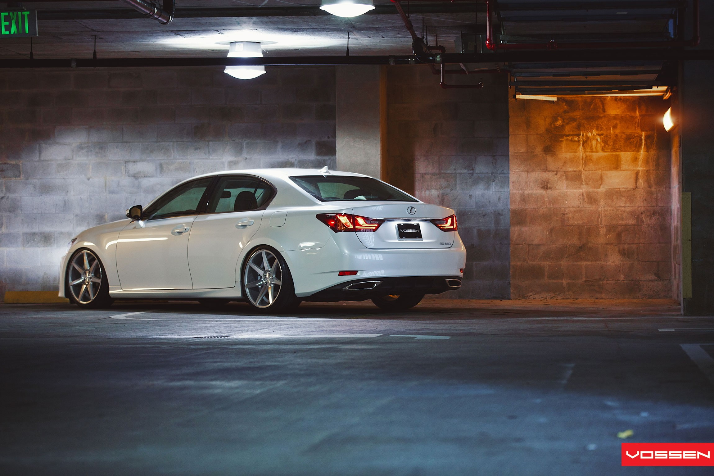 Lexus, motor vehicle, Vossen, no people, car, garage, lighting equipment, ceiling, illuminated, built structure, sports car, building, vehicle, mode of transportation, HD Wallpaper