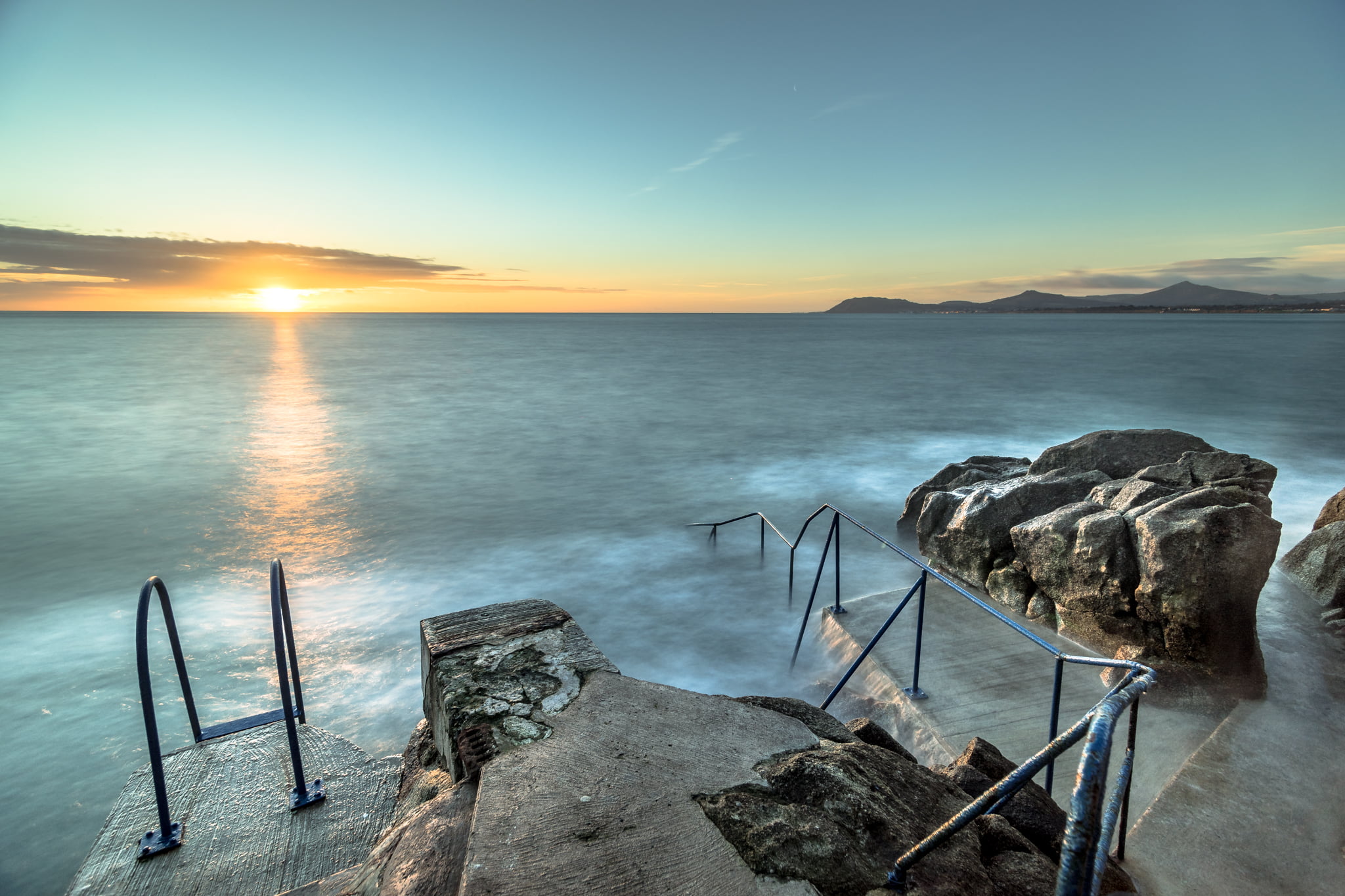 coastline, motion, photography, landscape, summer, nature, dawn, sony a7, Hawk, sky, outdoors, Sunrise, europe, wideangle, Killiney, scenics, gray, beach, HD Wallpaper