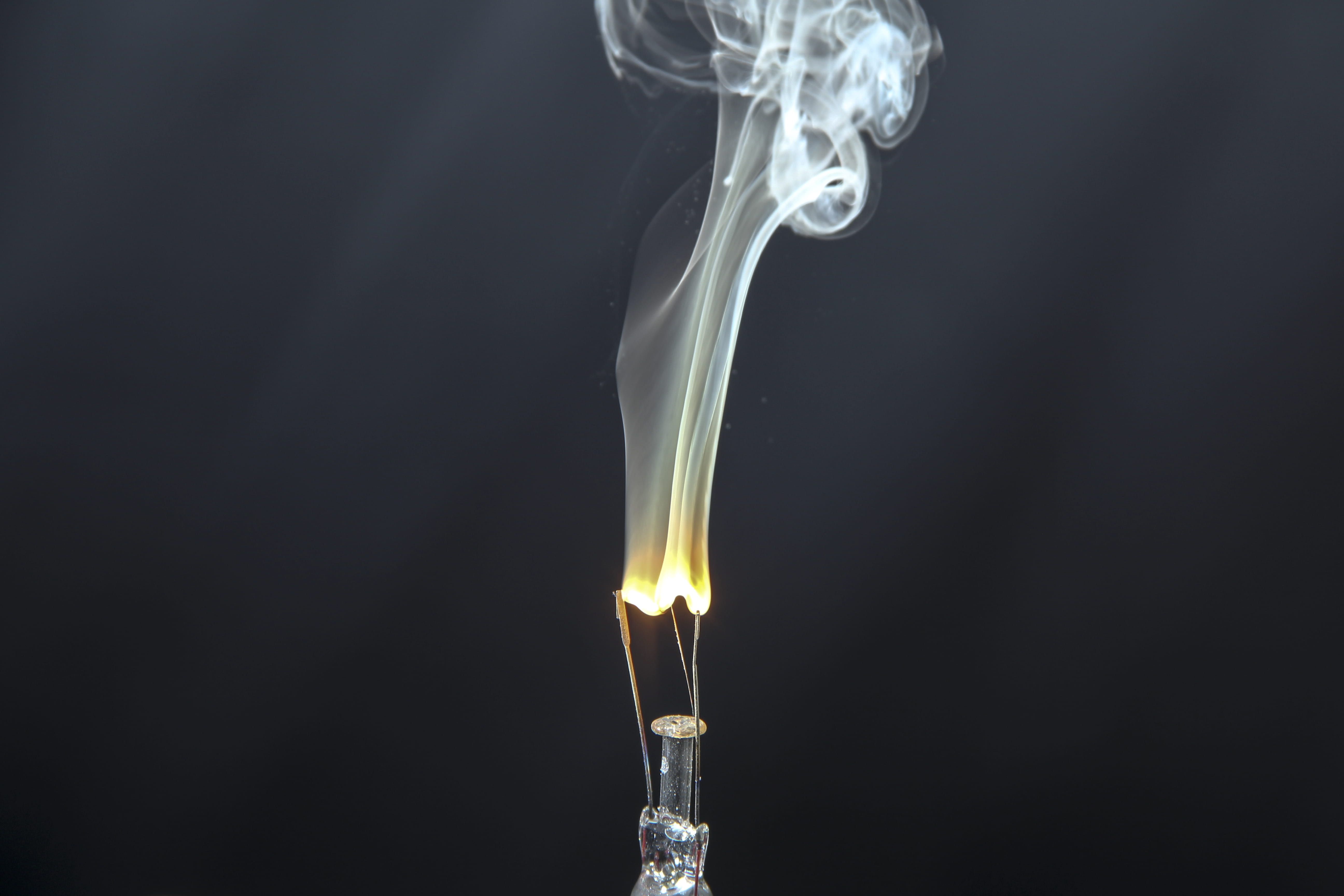 indoors, 5K, extreme, copy space, motion, flame, close-up, hot, bulb, smoke, creative, intense, broken, fire, matchstick, studio shot, lighting equipment, HD Wallpaper