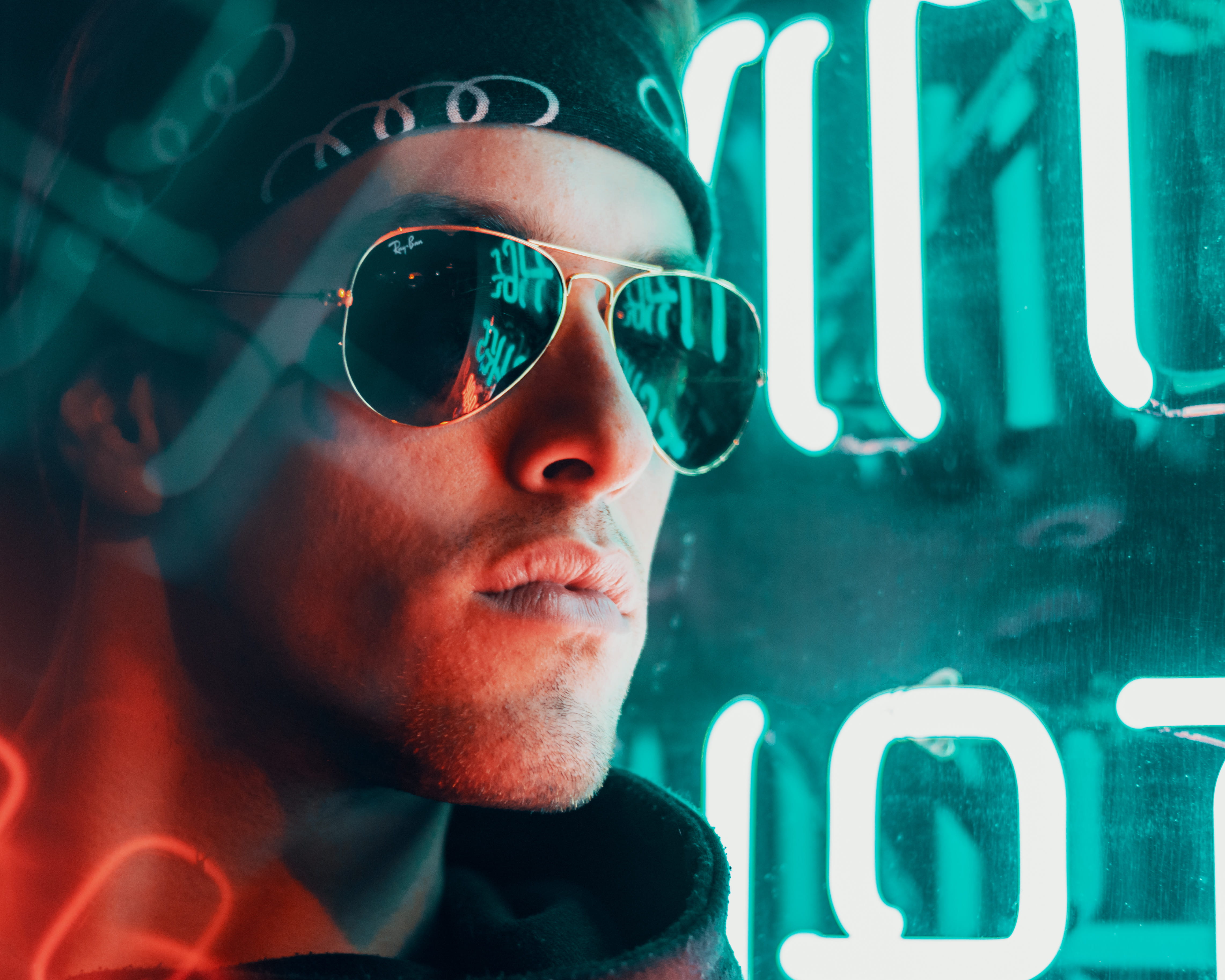 red, caucasian Ethnicity, portrait, black, jaw, guy, intense, male, young Adult, serious, night, blur, face, neon, young, detail, knit, human Face, men, HD Wallpaper