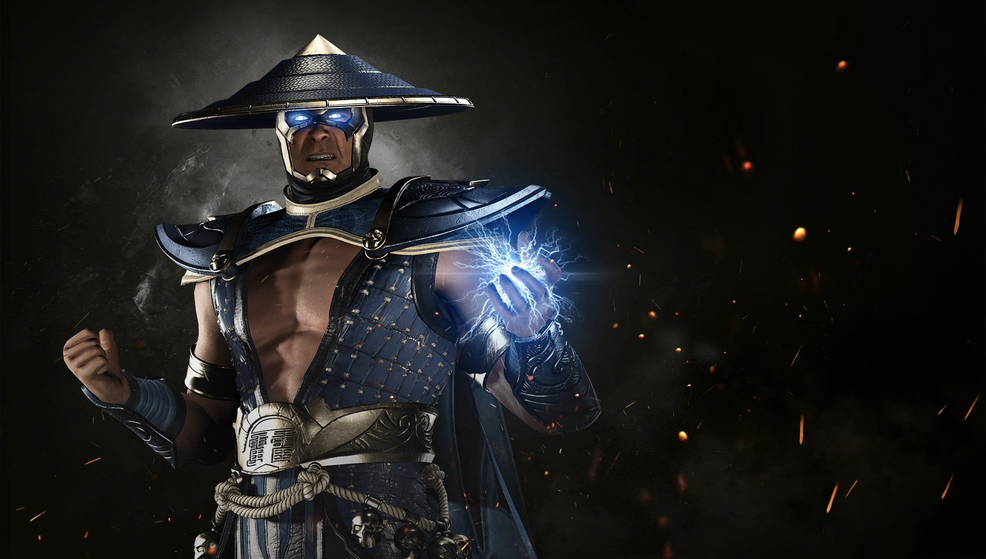 1080P, Raiden, god, super hero, spark, uniform, thunder god, DC, game, Injustice 2, DC Comics, hero, lightning, HD Wallpaper