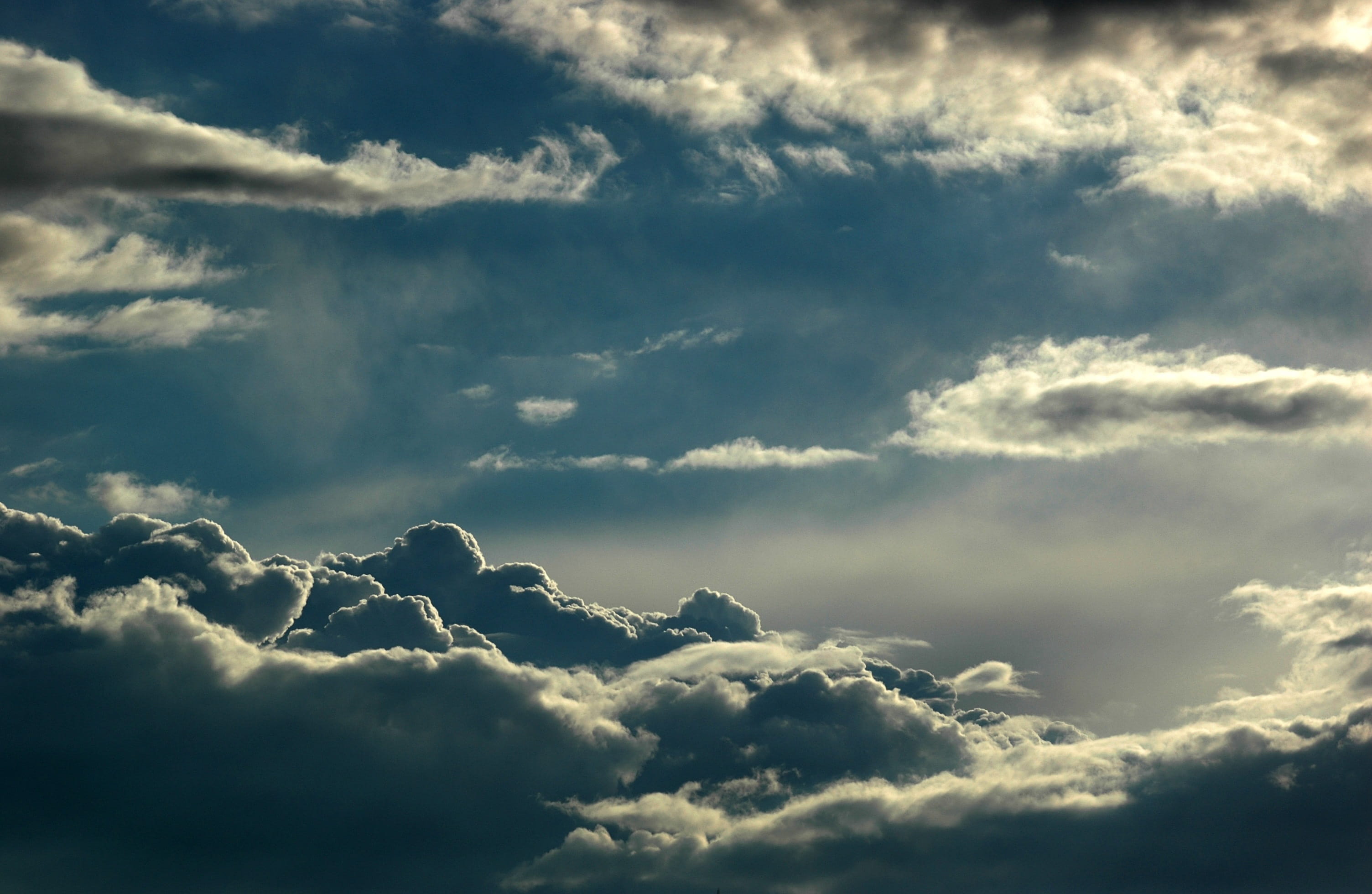 heaven, gray, no people, scenics - nature, above, photography, dramatic, moody sky, low, blue, angle, overcast, dawn, skyscape, cloudy, cloudiness, tranquility, HD Wallpaper