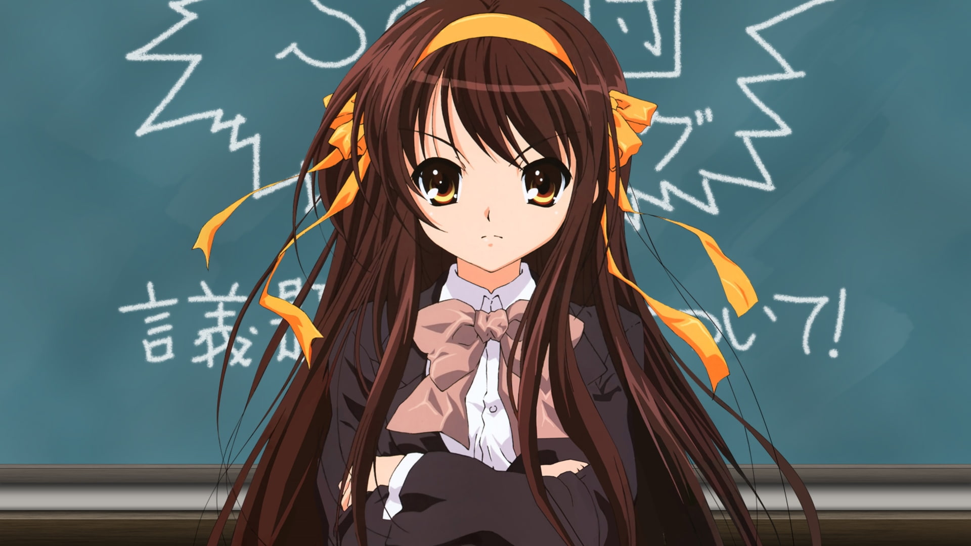 1080P, anime, haruhi, melancholy, The Melancholy of Haruhi Suzumiya, people, suzumiya, long, hd, disappearance, art, hair, HD Wallpaper