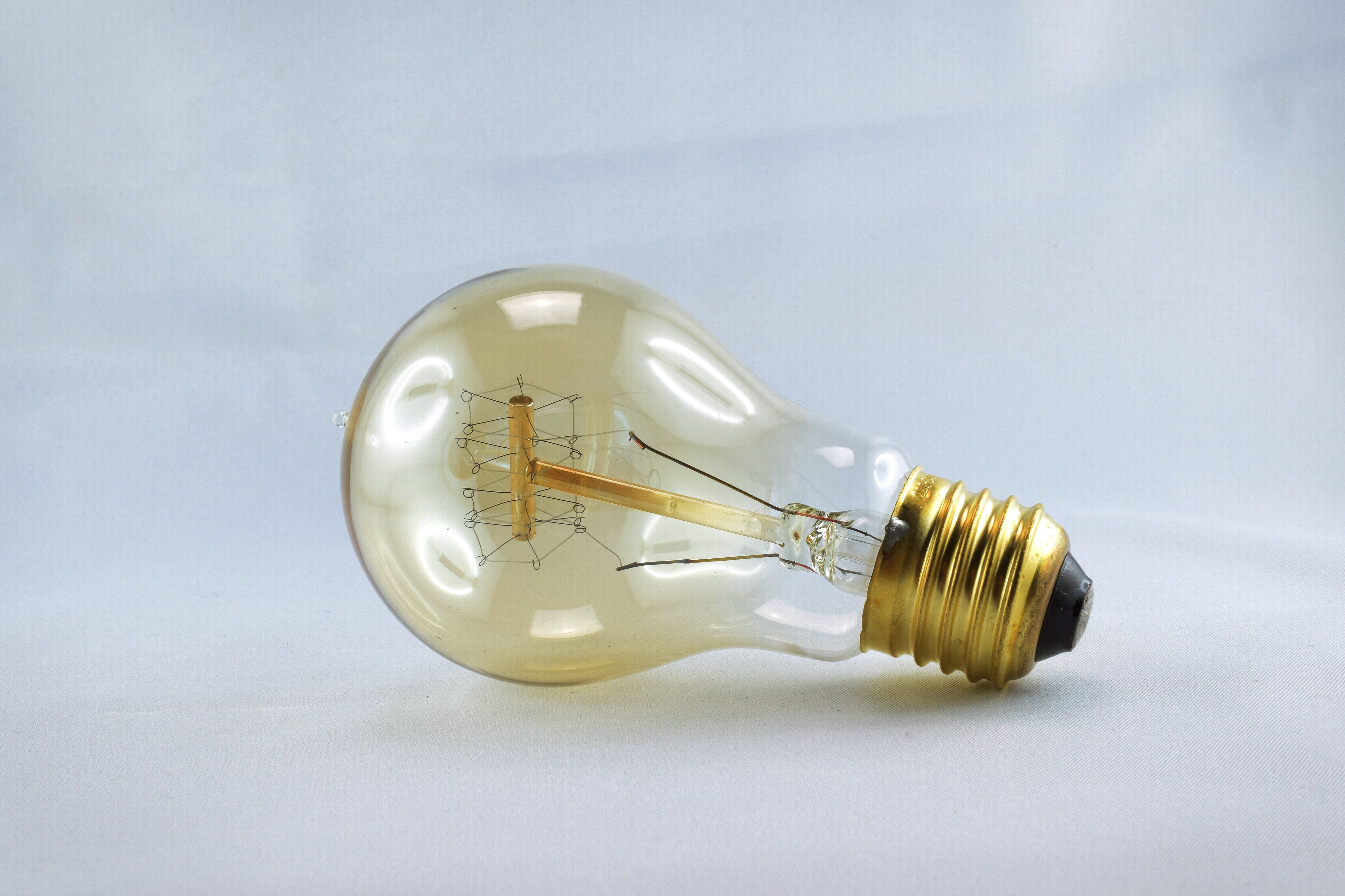 light, shiny, single object, vintage light bulb, filament, innovation, electricity, e27, vintage, silver colored, retro lamp, white background, 5K, cut out, HD Wallpaper