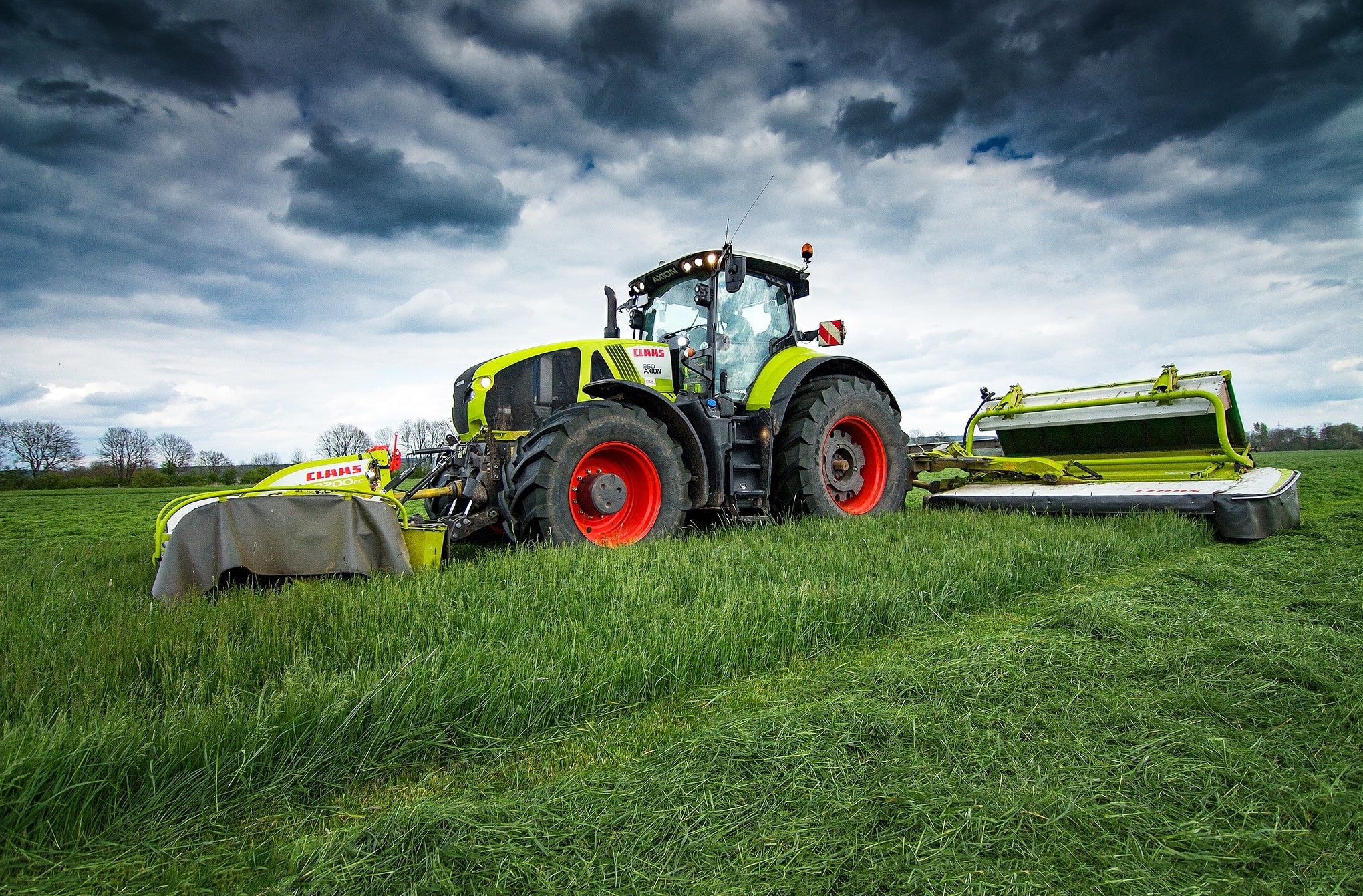 field, tractor, 1080P, grass, the sky, Claas Axion 950, HD Wallpaper