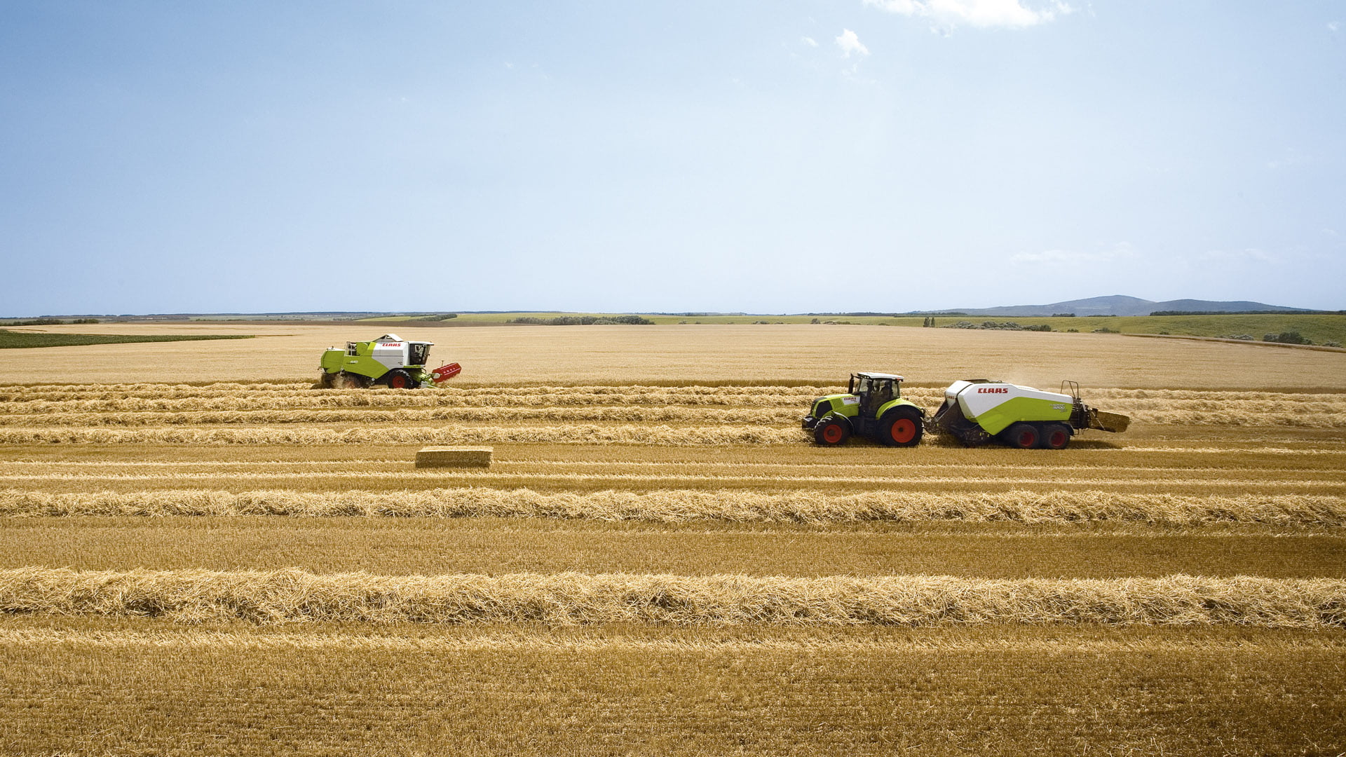 harvesting, working, 1080P, agriculture, occupation, field, Claas, farming, tractors, rural scene, transportation, land, land vehicle, tractor, day, agricultural machinery, HD Wallpaper