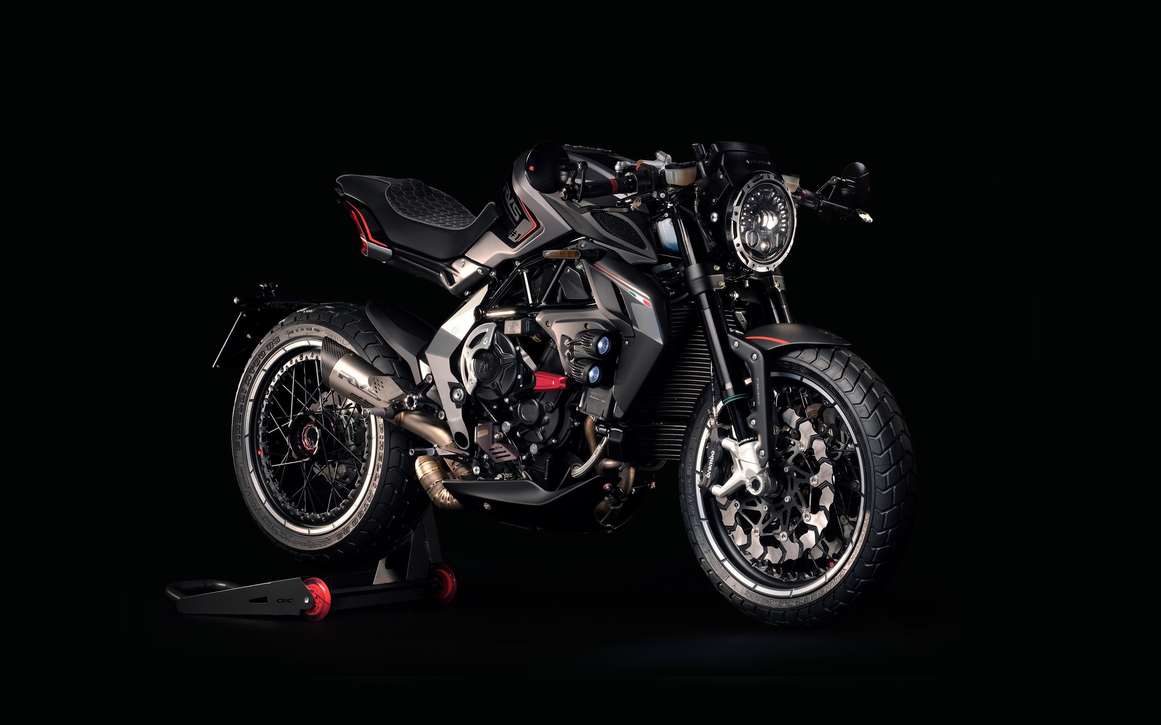 silver colored, land vehicle, wheel, MV Agusta RVS, 4K, chrome, luxury, motorcycle, motor vehicle, black background, wealth, stationary, indoors, metal, HD Wallpaper