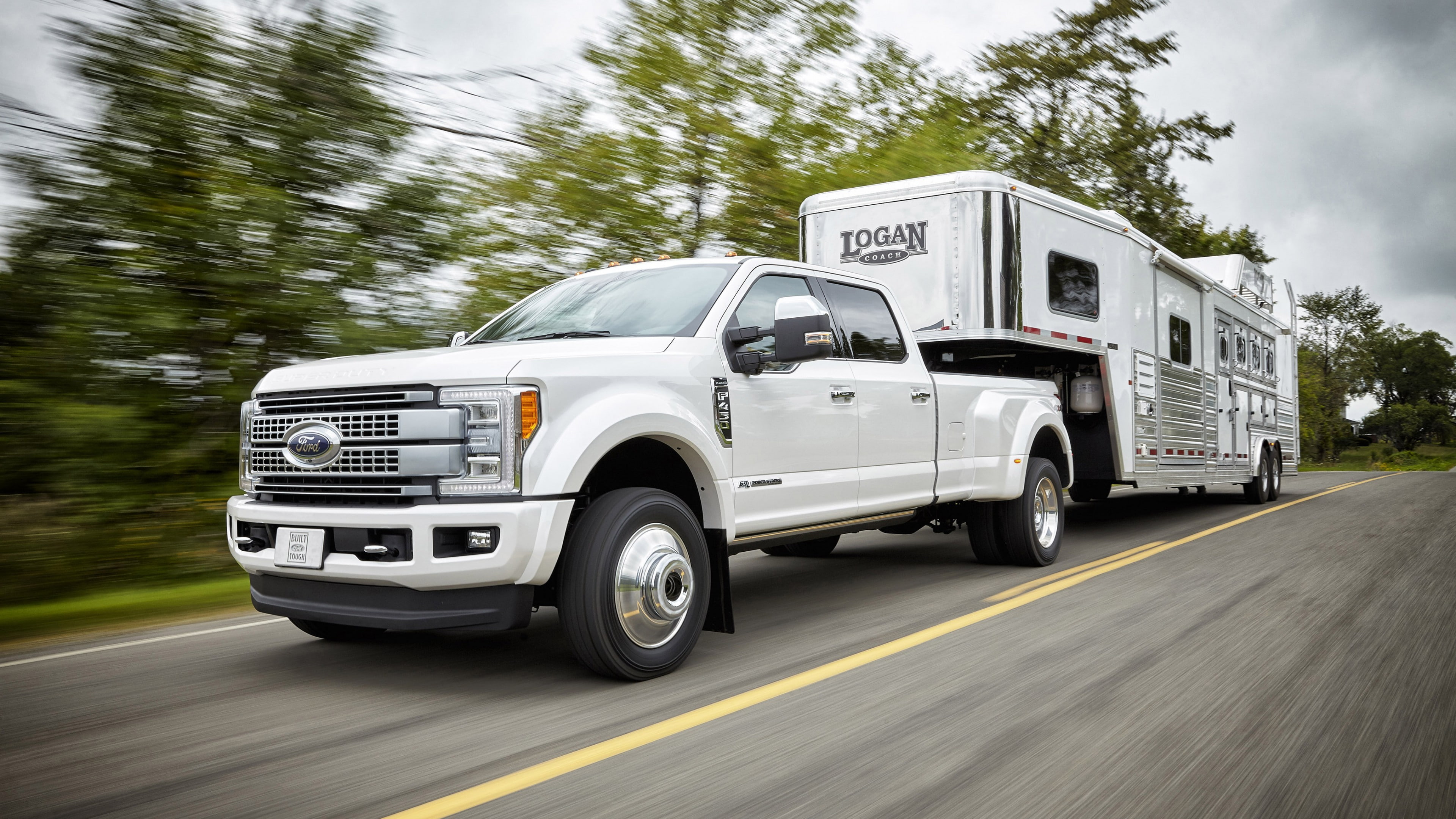 pop, crew, cab, 4K, super duty platinum, ford f450, daytime, ford, white, door, rv, HD Wallpaper