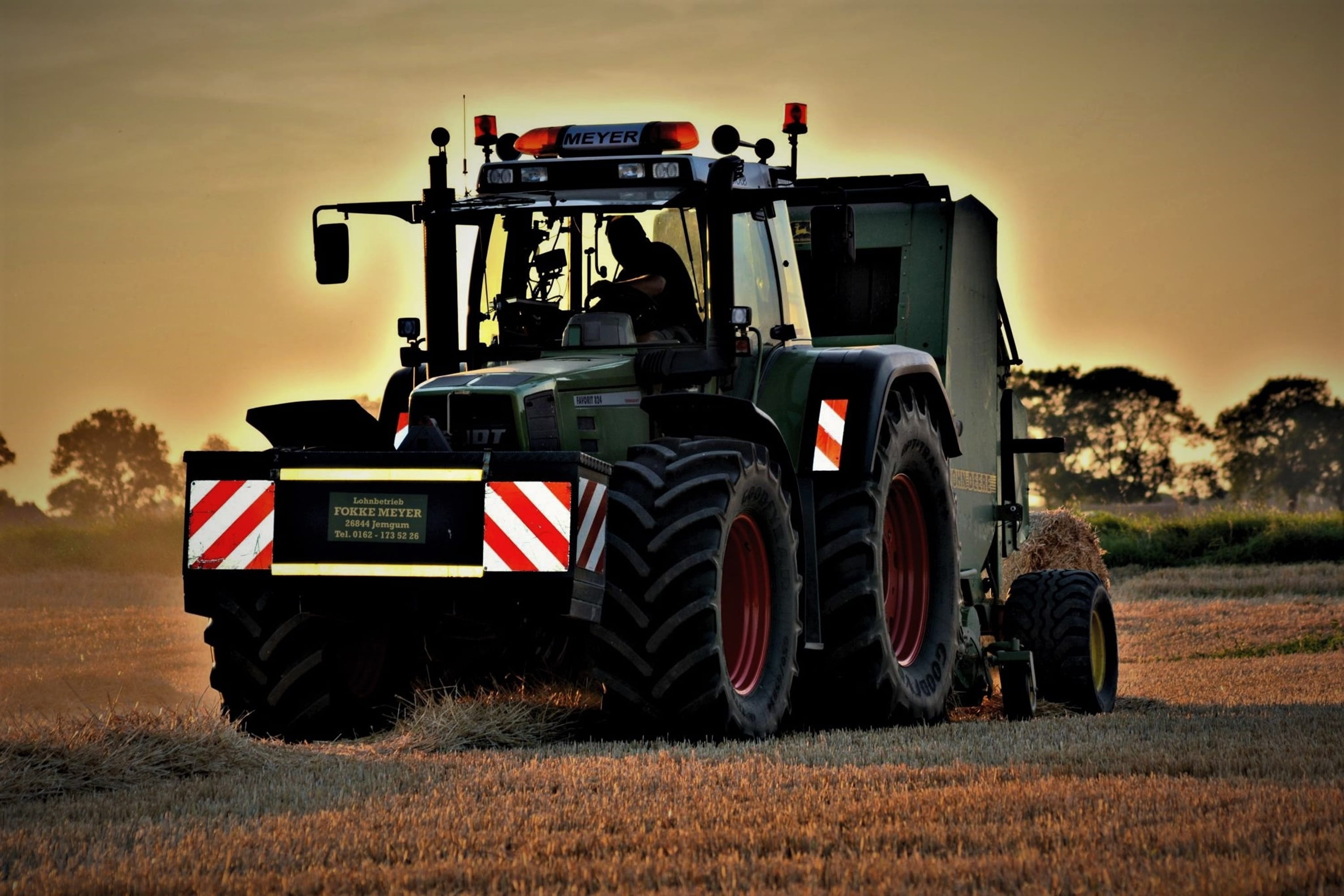 machinery, sunset, arable land, landscape, straw, outdoors, close up, midlum, balers, land vehicle, sky, baler, summer, agriculture, contractors, feed, HD Wallpaper