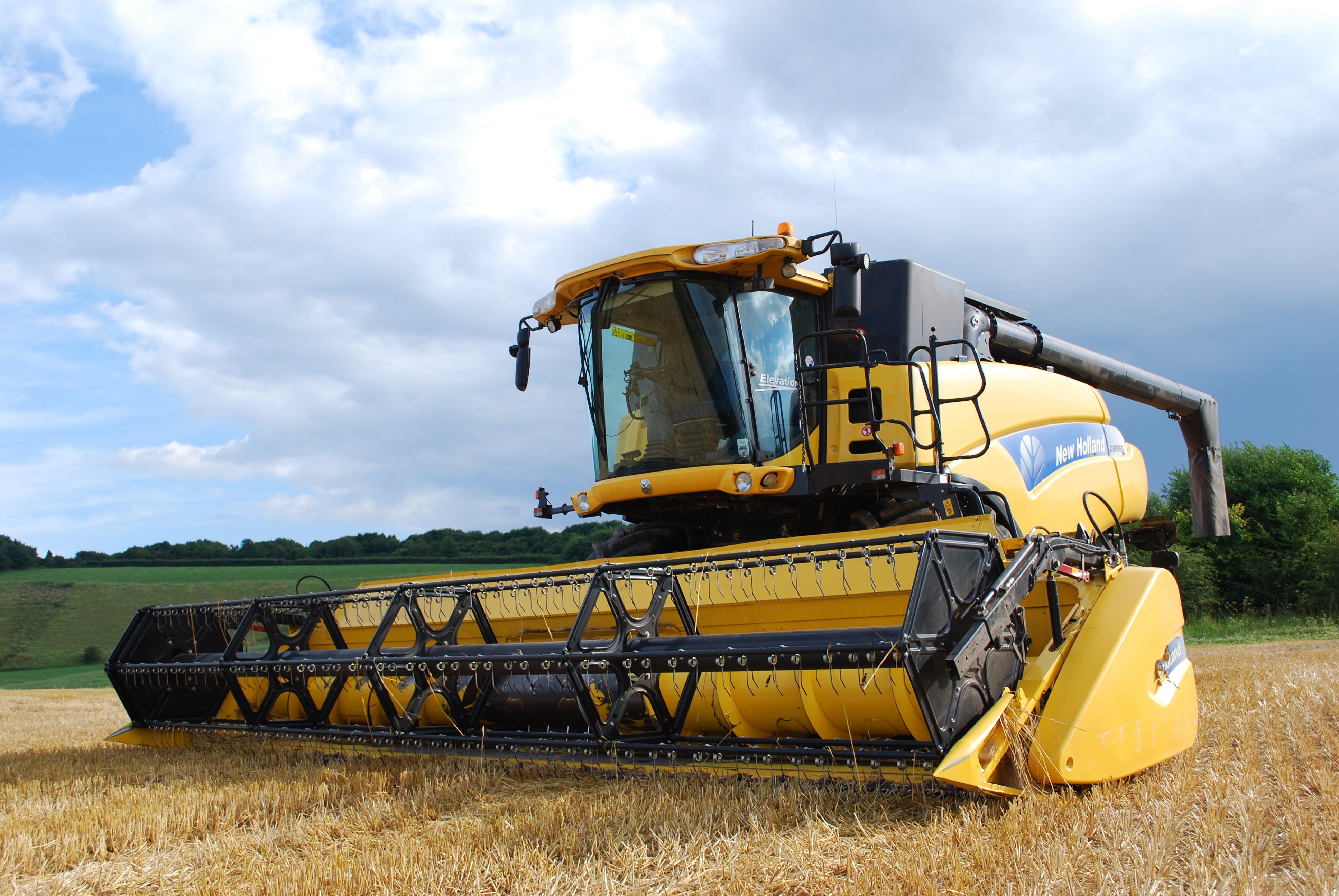 summer, construction machinery, land, harvesting, machinery, straw, combine harvester, wheat, day, 4K, rural, sky, harvest, farmland, mode of transportation, HD Wallpaper