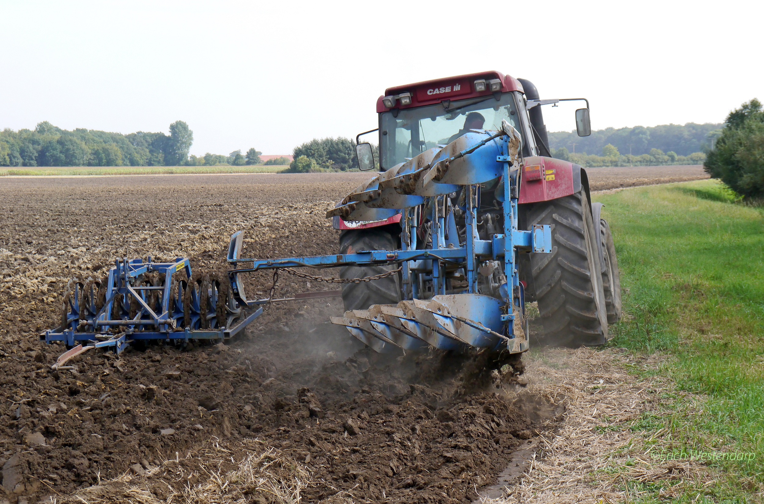 no people, tractor, westfalen, farm, riding, land, flat land, agricultural machine, land vehicle, cultivator, plant, day, ploughing, 1080P, sky, tractors, HD Wallpaper